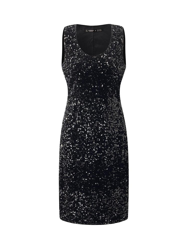 Velvet Sequins Women Mini Vest Dress Product Image