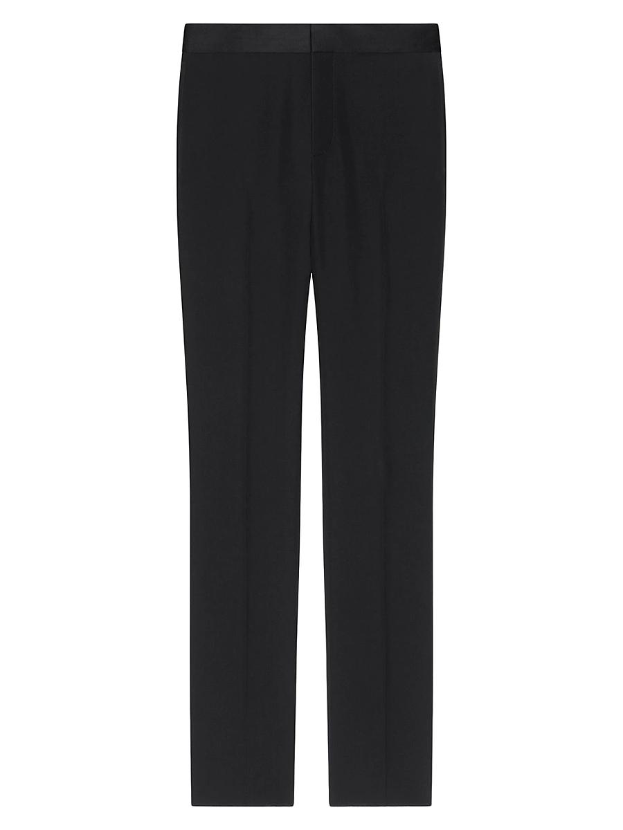 Mens Slim Fit Tailored Pants In Wool With Satin Product Image