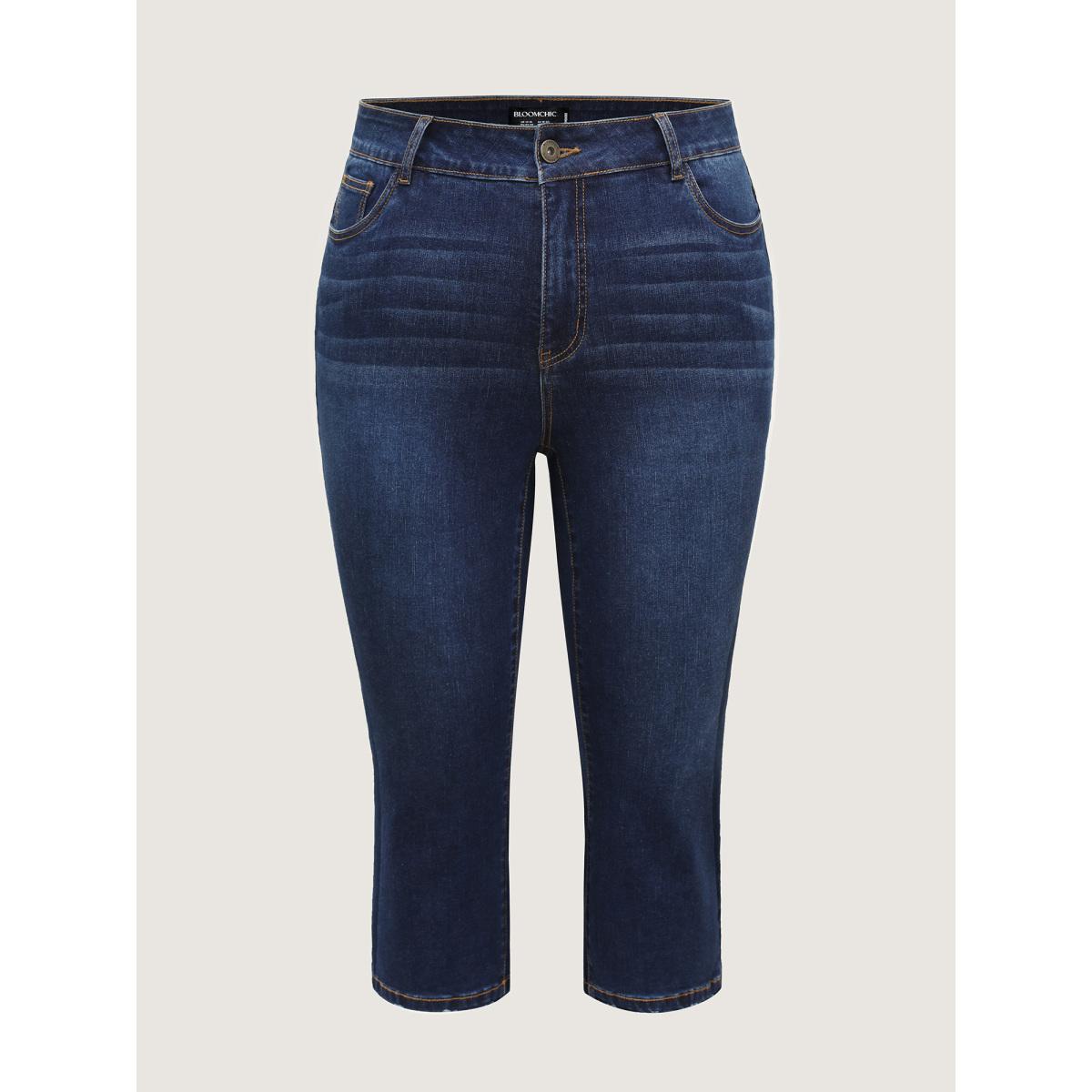 Plus Size Stretchy Butt-Lifting Skinny-Fit Jeans Women Midblue Leisure High stretch Slanted pocket Jeans BloomChic 22/3X Product Image