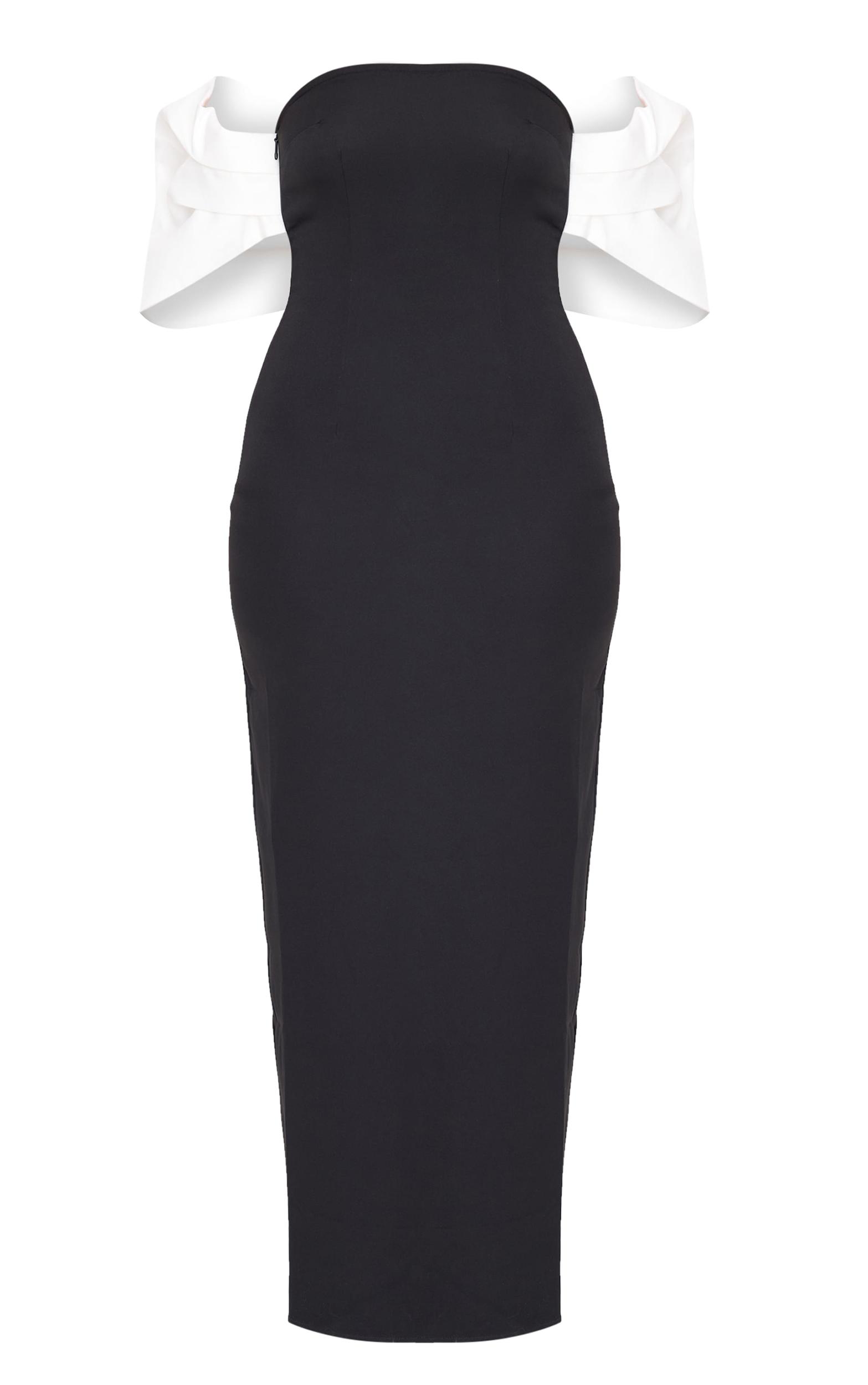Tall Black Bow Detail Bodycon Midaxi Dress Product Image
