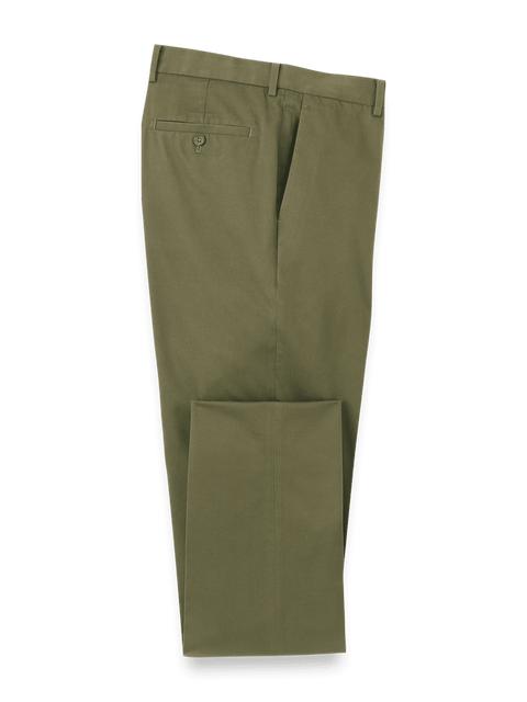 Non-Iron Cotton Stretch Twill Pant - Dark Olive Product Image