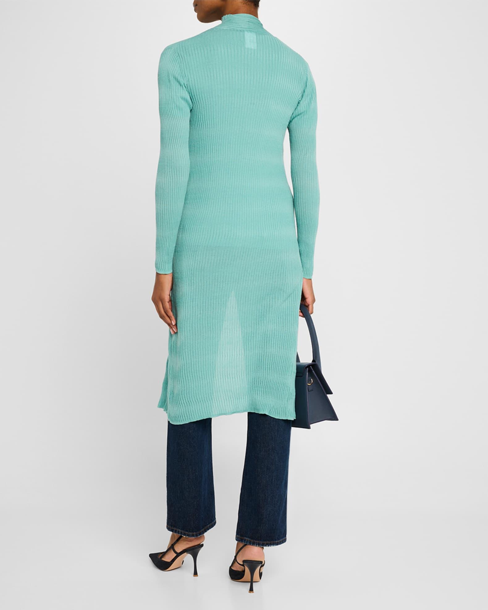 Ribbed Open-Front Duster Cardigan Product Image