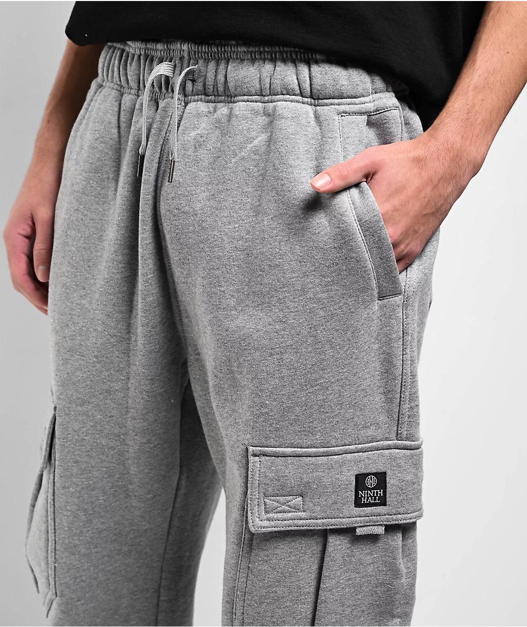 Ninth Hall Flash Tattoo Heather Grey Loose Fit Cargo Sweatpants Product Image