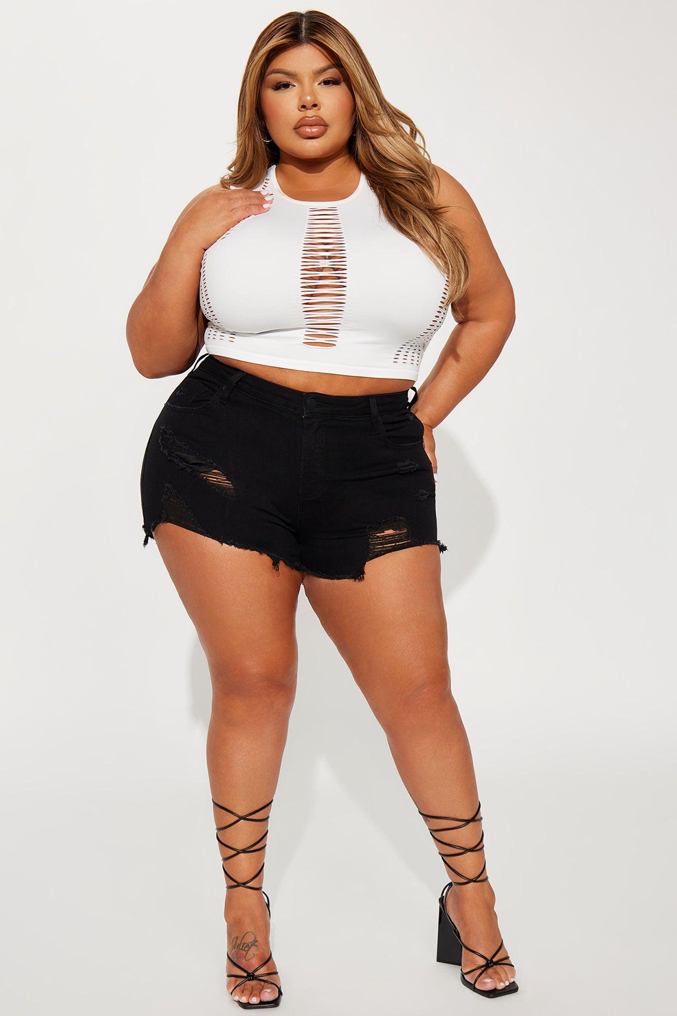 Just My Type Ripped Stretch Denim Shorts - Black Product Image