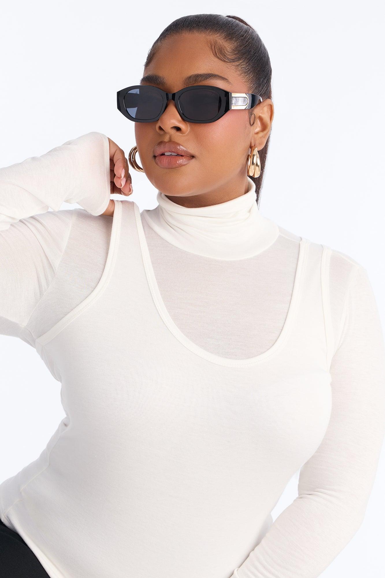 Katelynn Turtle Neck Layered Long Sleeve Top - White Female Product Image