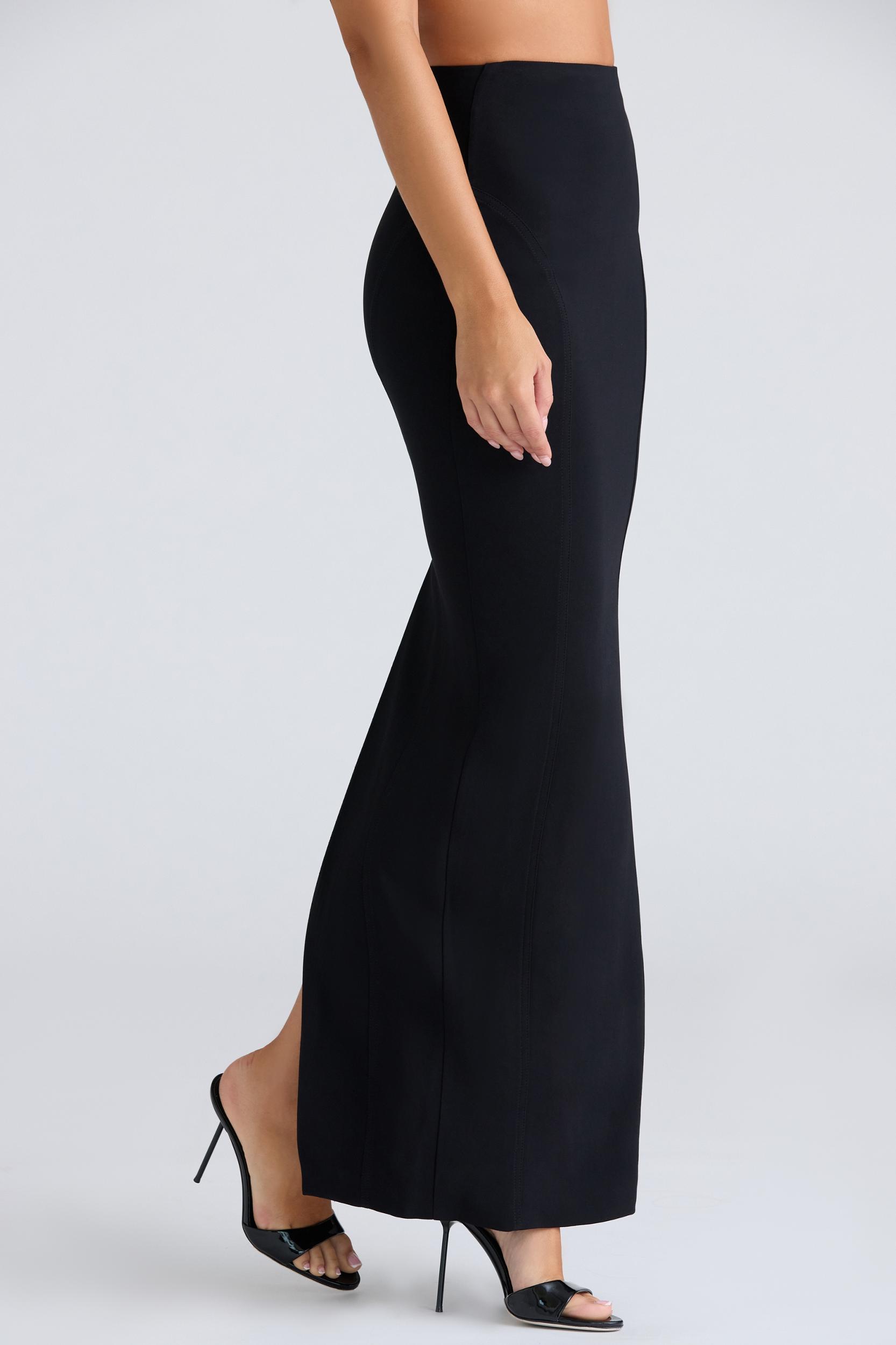 The Maxi  black panelled bodycon skirt Product Image