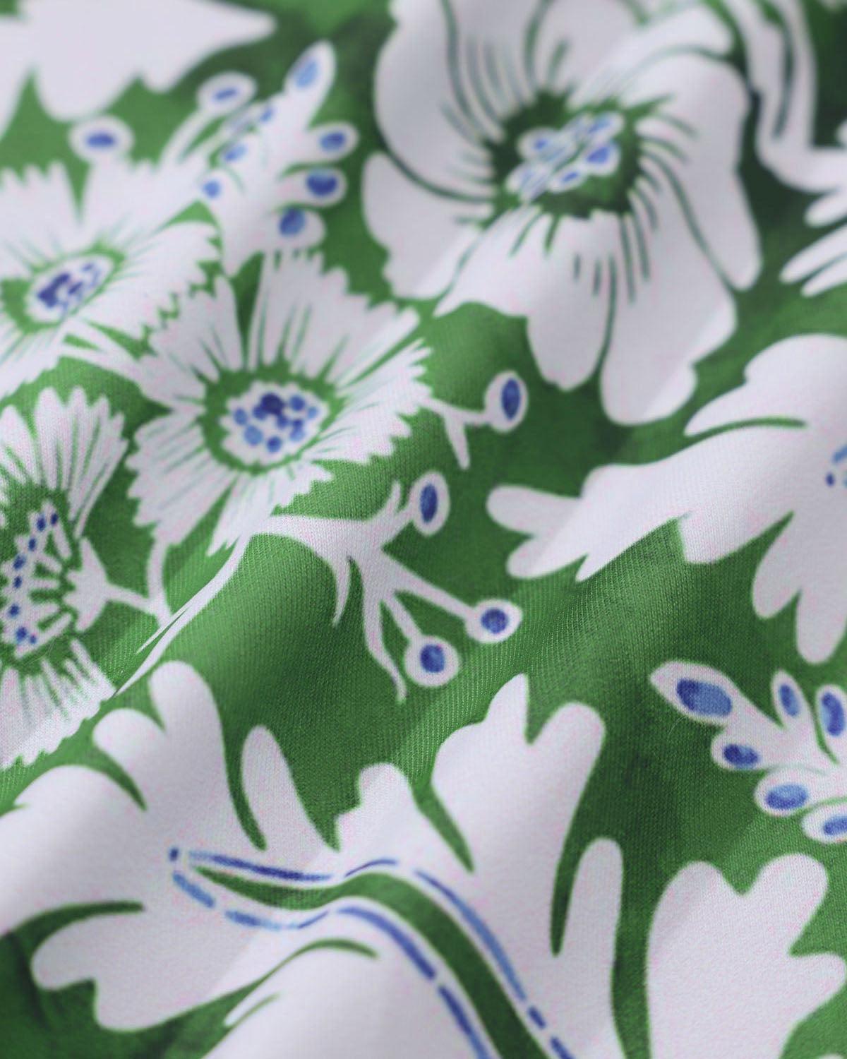 Green Contrast Flower Print One Piece Swimsuit Product Image