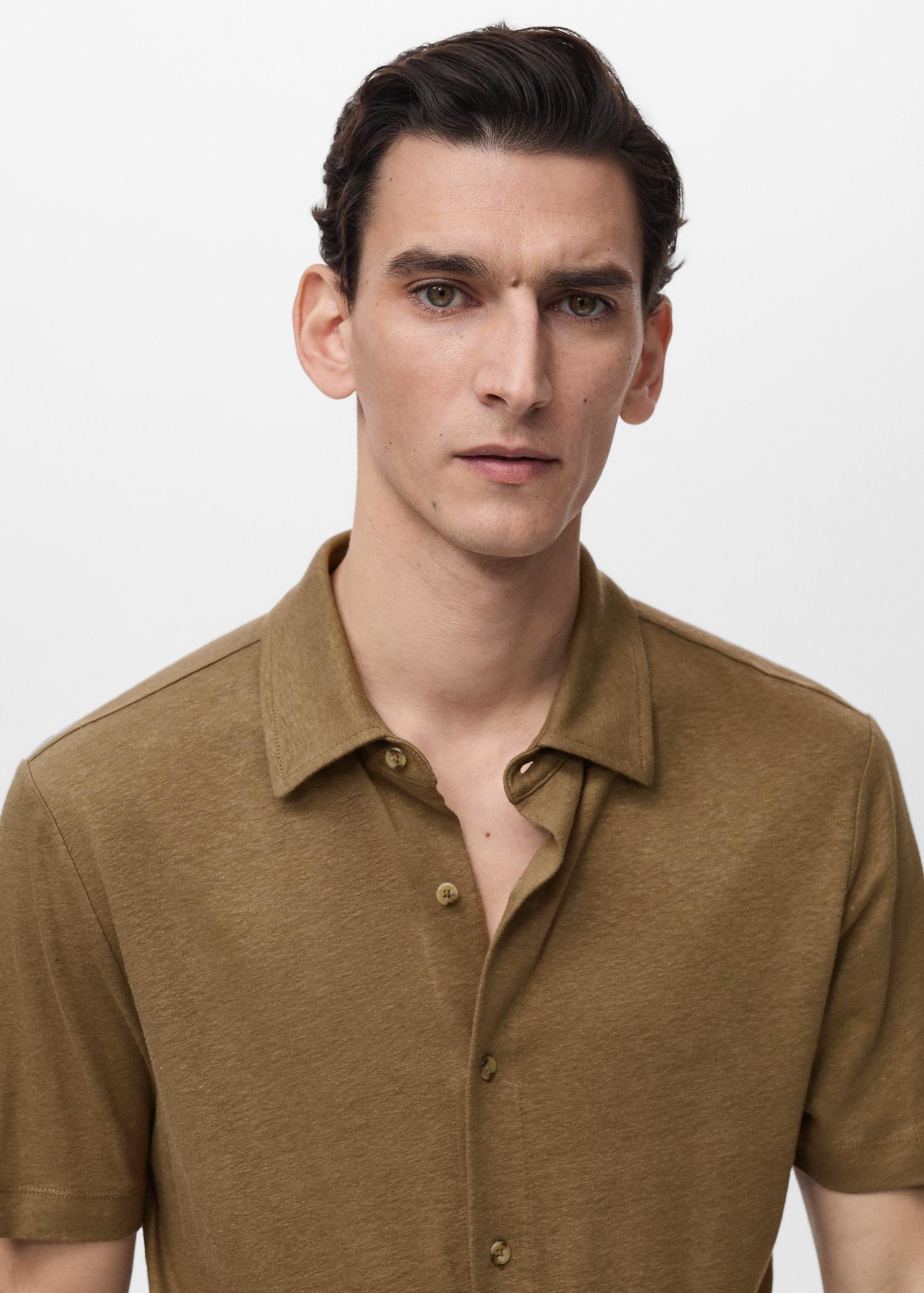 Regular-fit linen shirt - Men | MANGO USA Product Image