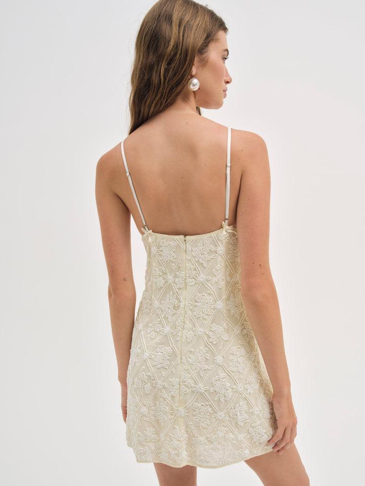 Bridget Beaded Mini Dress — Ivory Product Image