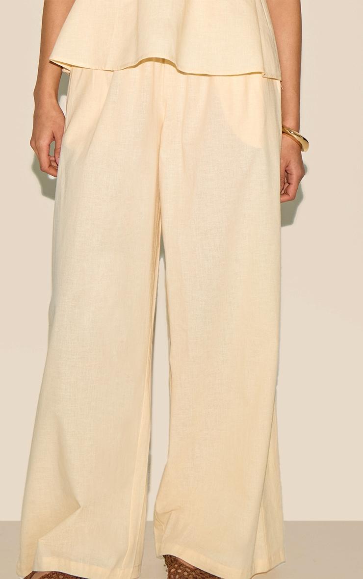 Butter Yellow Linen Look Floaty Wide Leg Pants Product Image