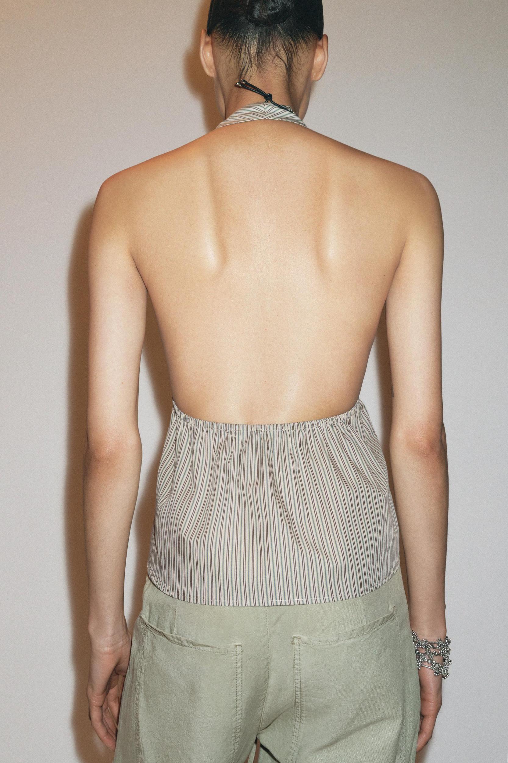 STRIPED POPLIN HALTER TOP Product Image