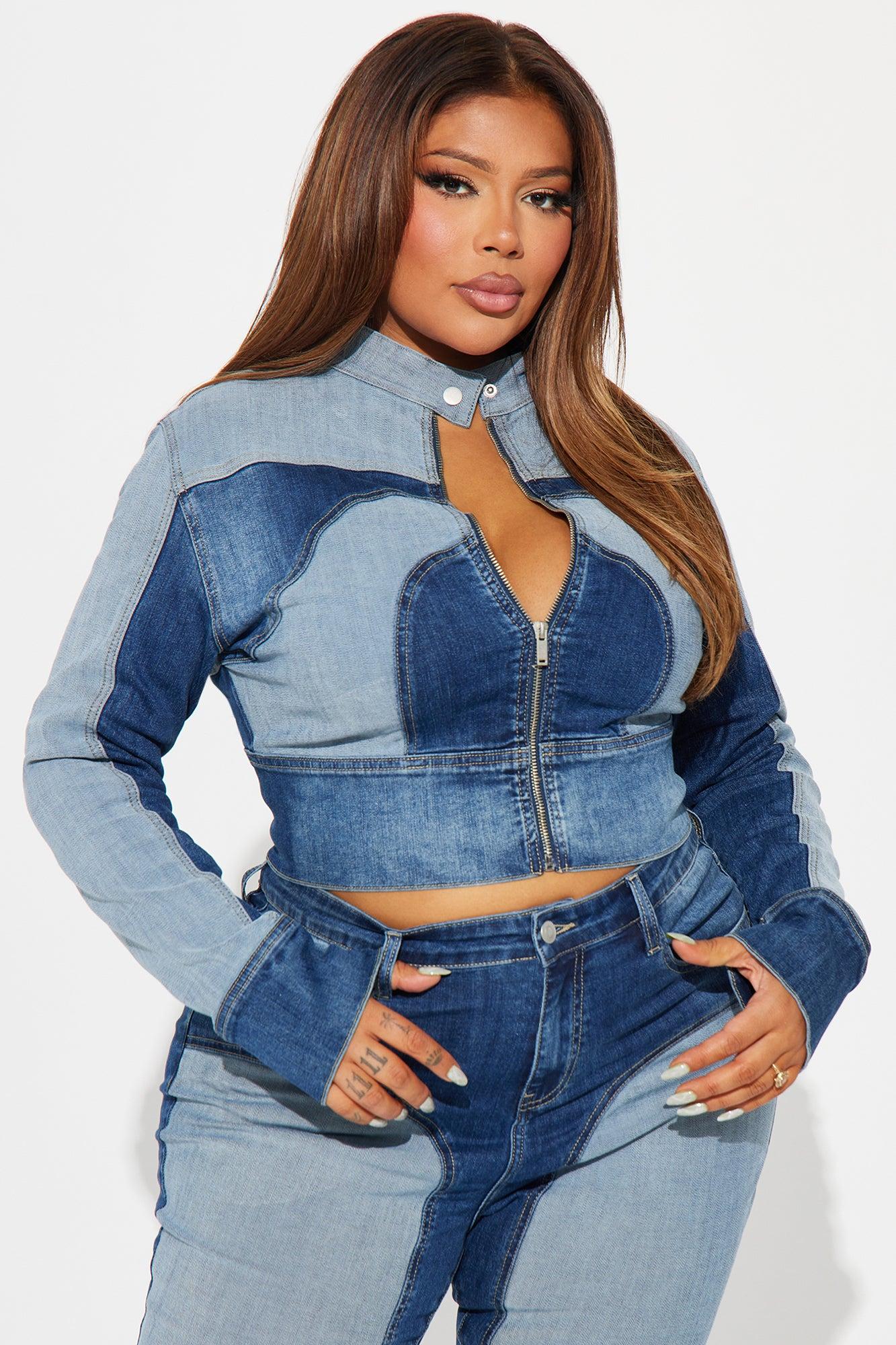 Coronado Two Tone Denim Moto Jacket - Medium Wash Product Image