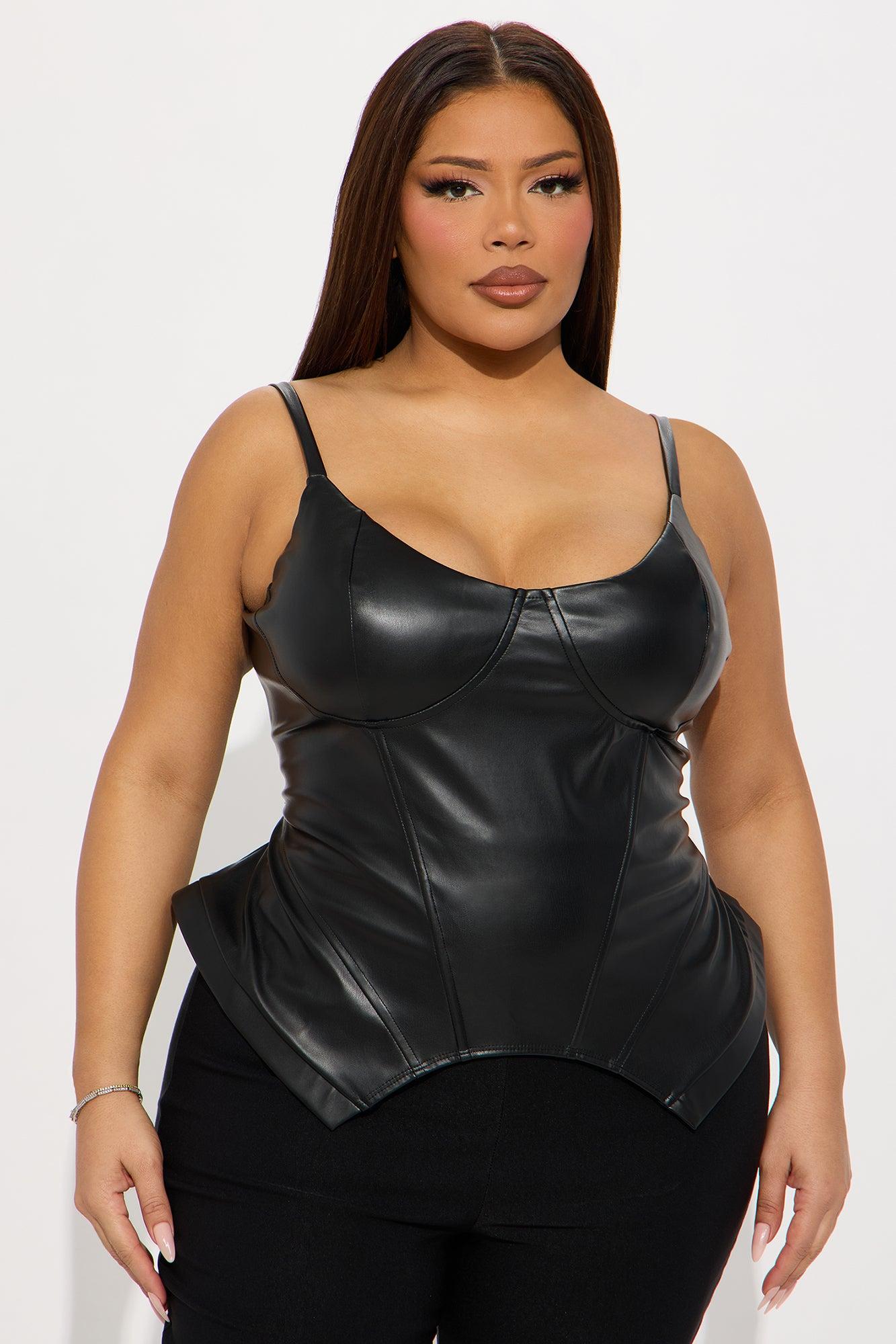 The Only Option Faux Leather Corset Top - Black Product Image