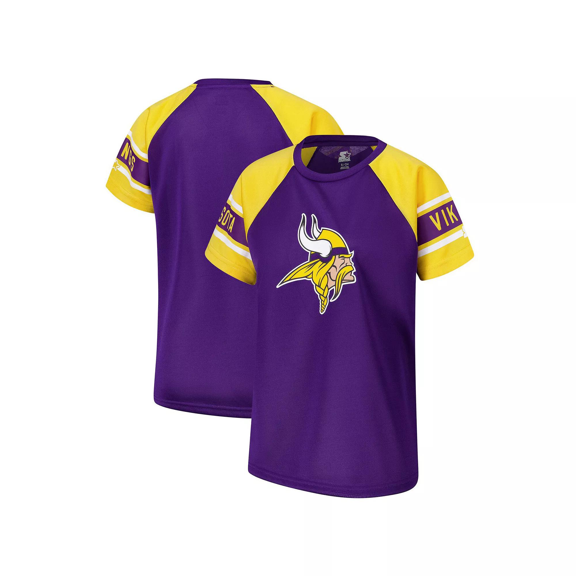 Women's Starter Purple Minnesota Vikings 1st Rounder Color Block Raglan Top,  Product Image