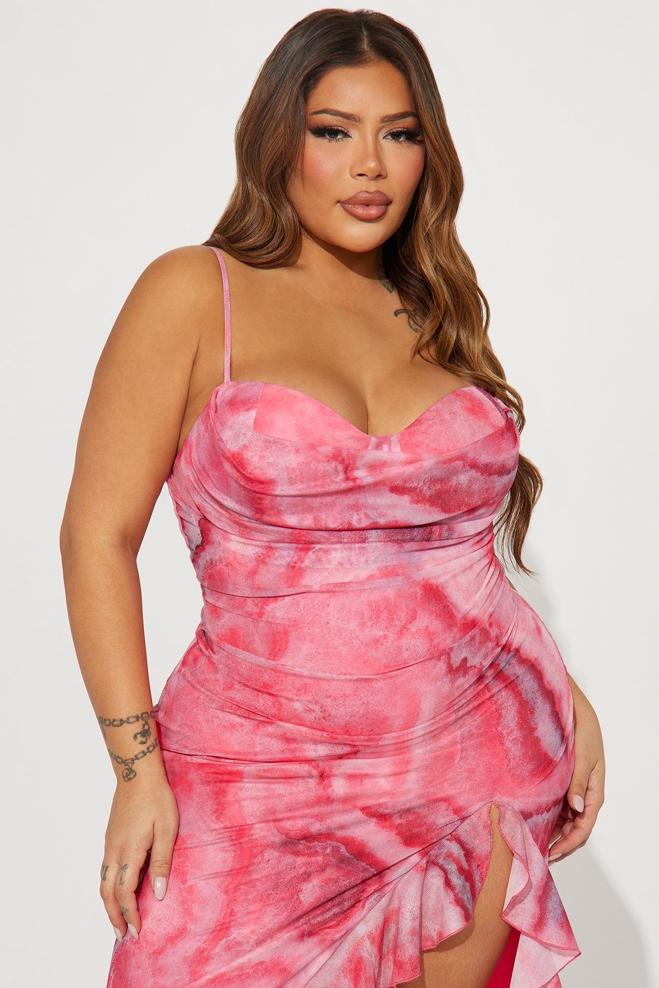 Bianca Abstract Maxi Dress - Pink/combo Product Image