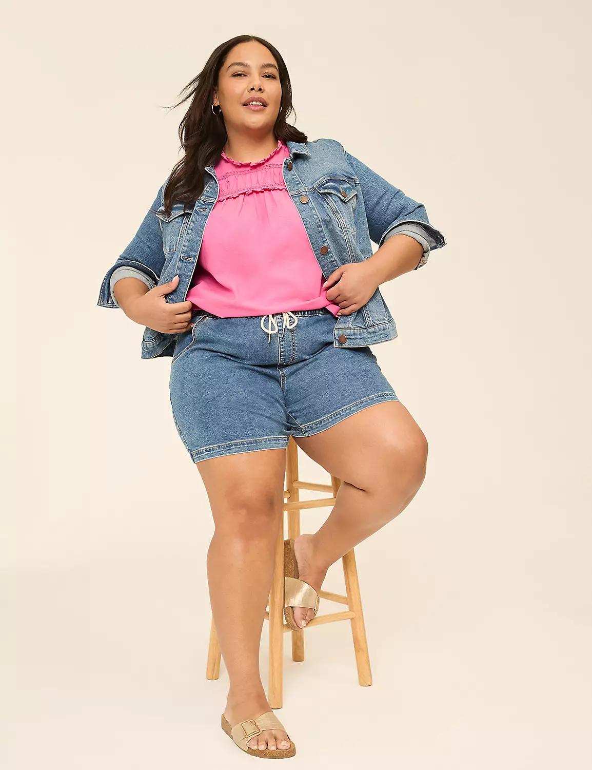 Ruffle-Sleeve Trim-Detail Top Product Image