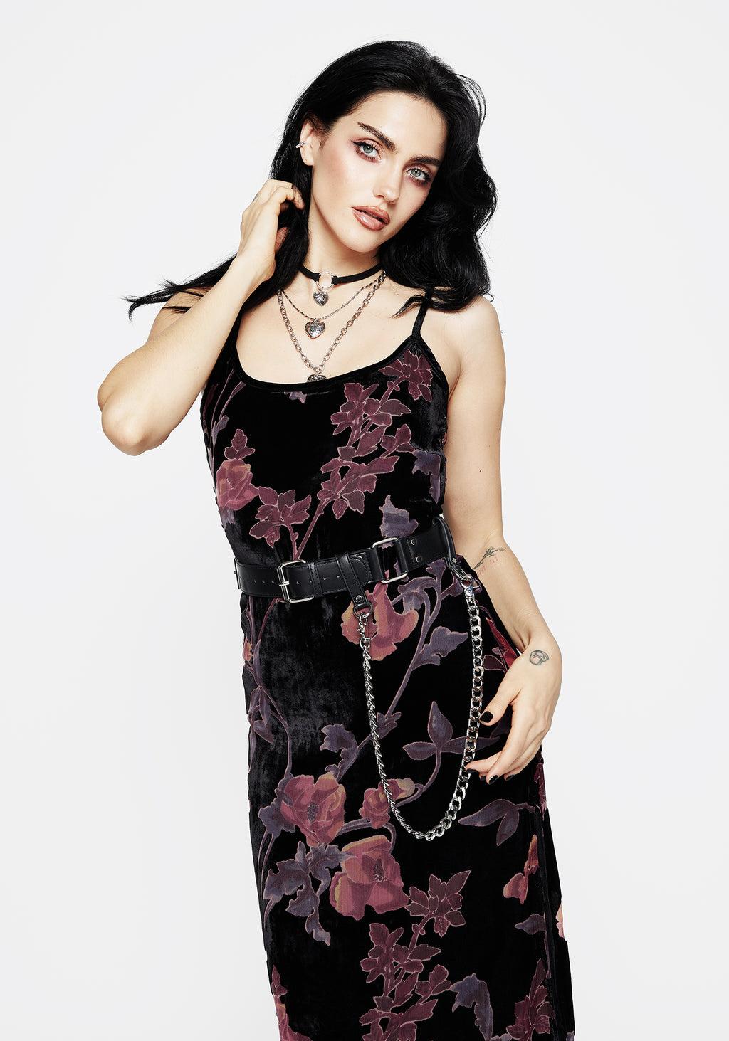 Waterlily Devoré Velour Midaxi Slip Dress Product Image