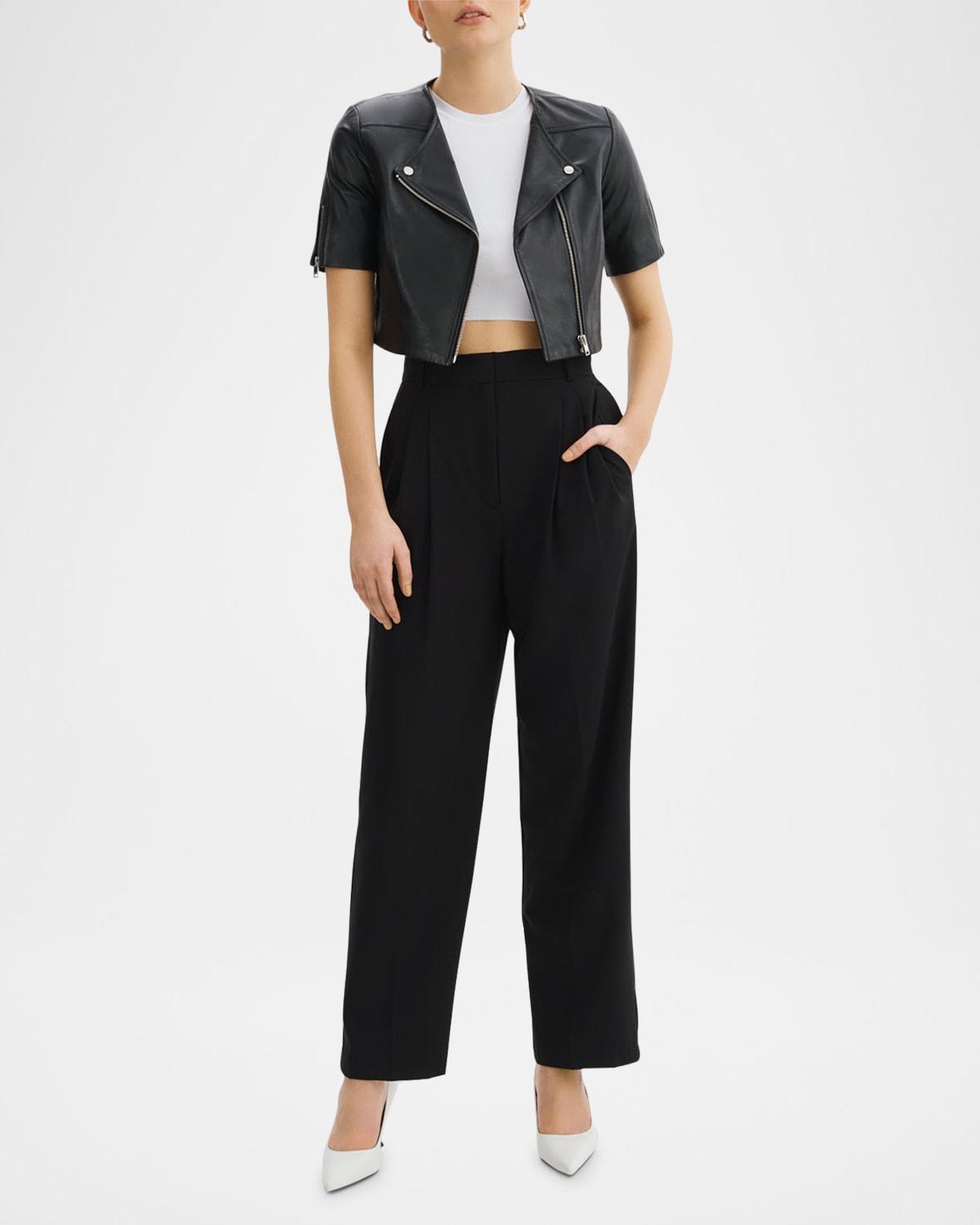 Kirsi Short-Sleeve Leather Jacket Product Image