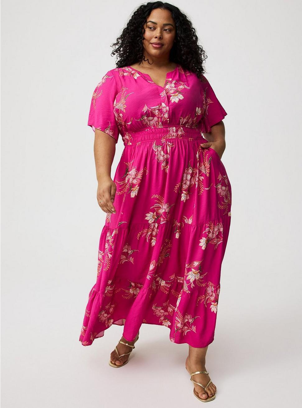 Y-Neck Tiered Maxi Dress Product Image