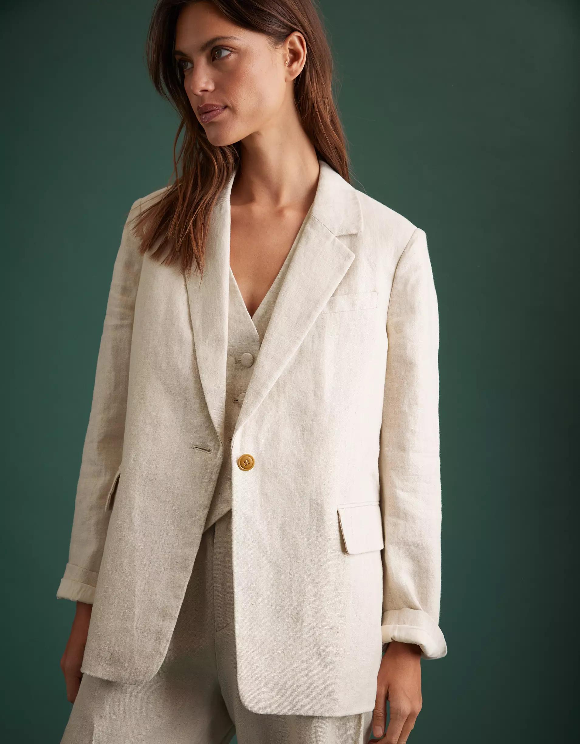 AE77 Premium Linen Oversized Blazer Product Image