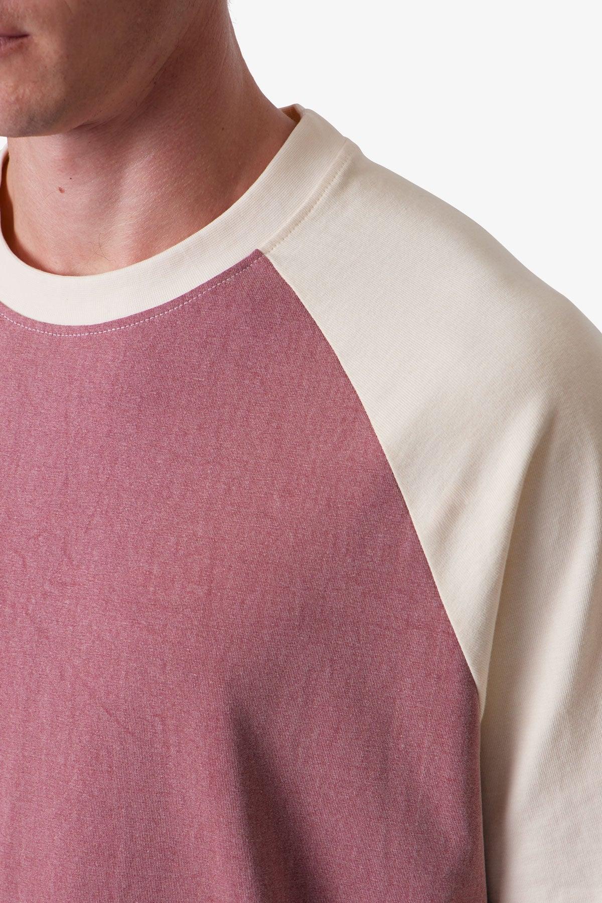 Contrast Raglan Tee - Burgundy/Off White Product Image