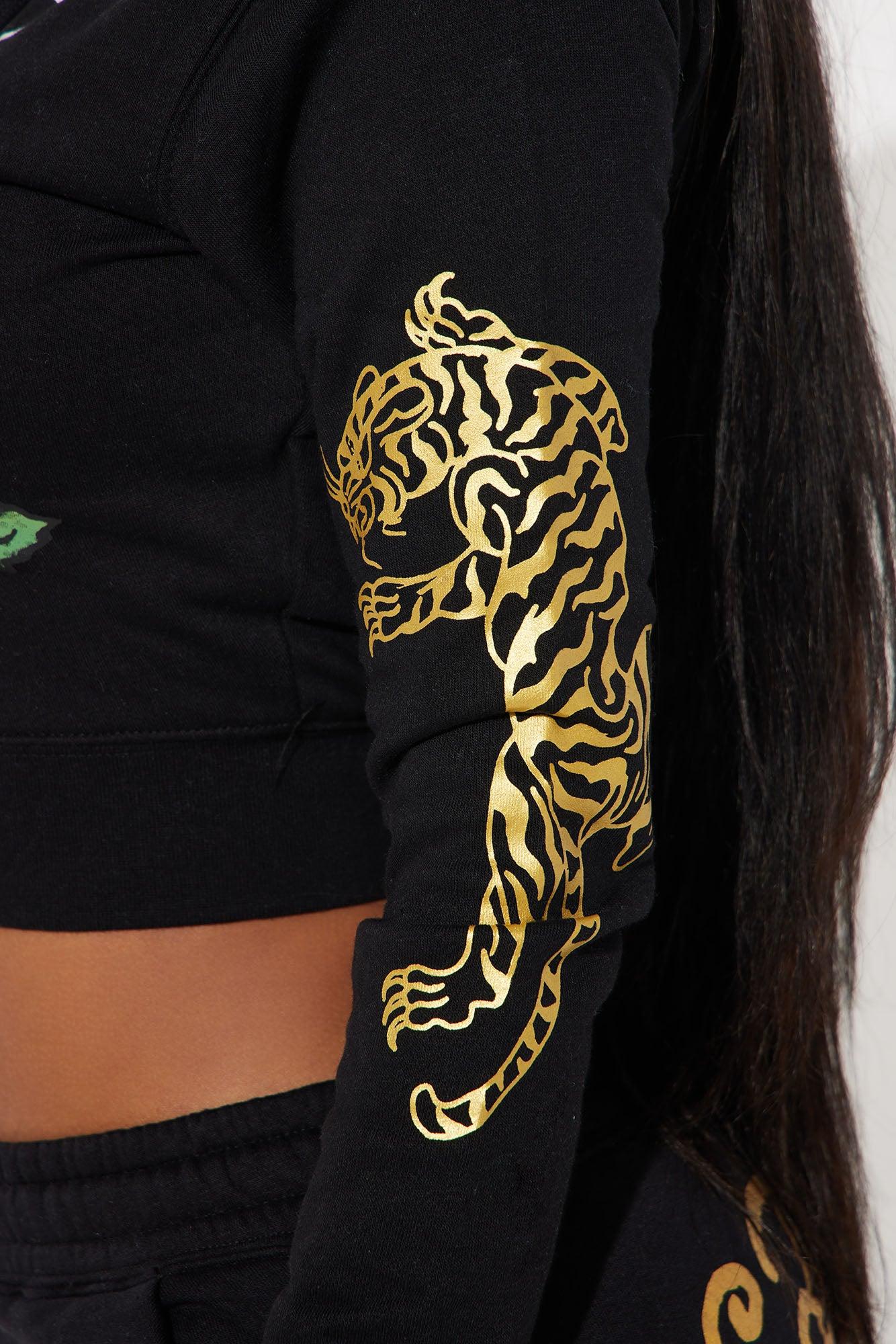 Ed Hardy Retro Tiger Zip Front Hoodie - Black Product Image