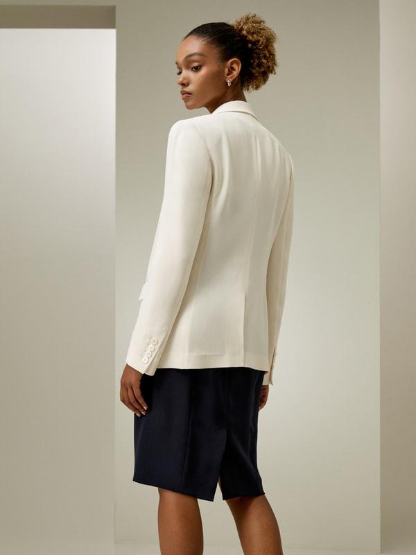 LILYSILK Black Silk Blazer - for Women - Black Mulberry Silk - Wardrobe Must-Have Tailored Silk Tops 14 Product Image