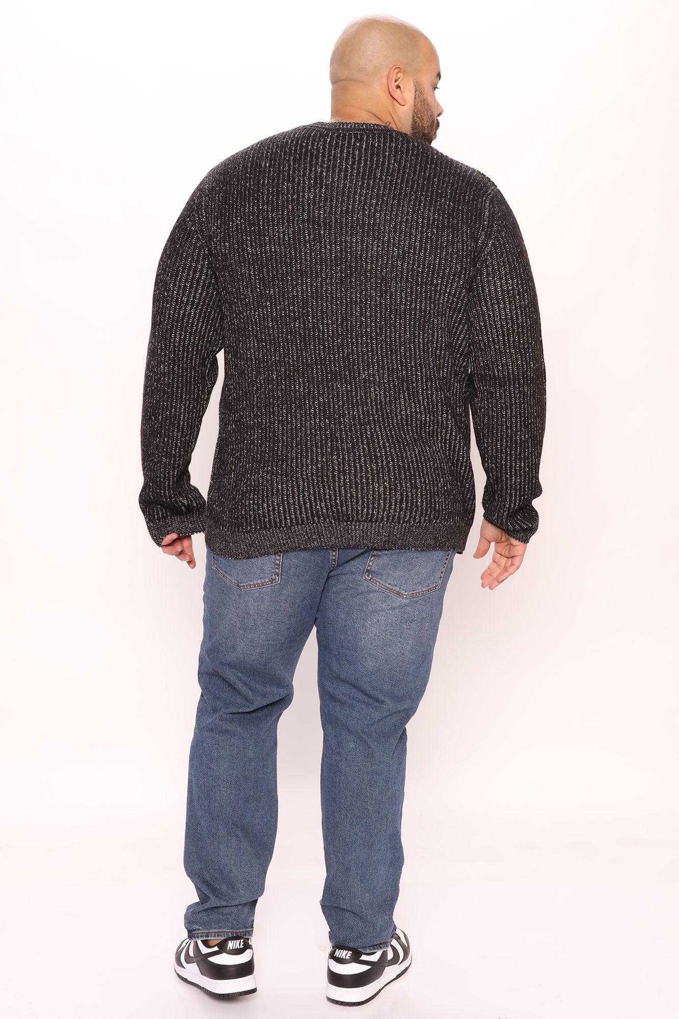 Heavy Ribbed Pullover Sweater - Black/combo Product Image