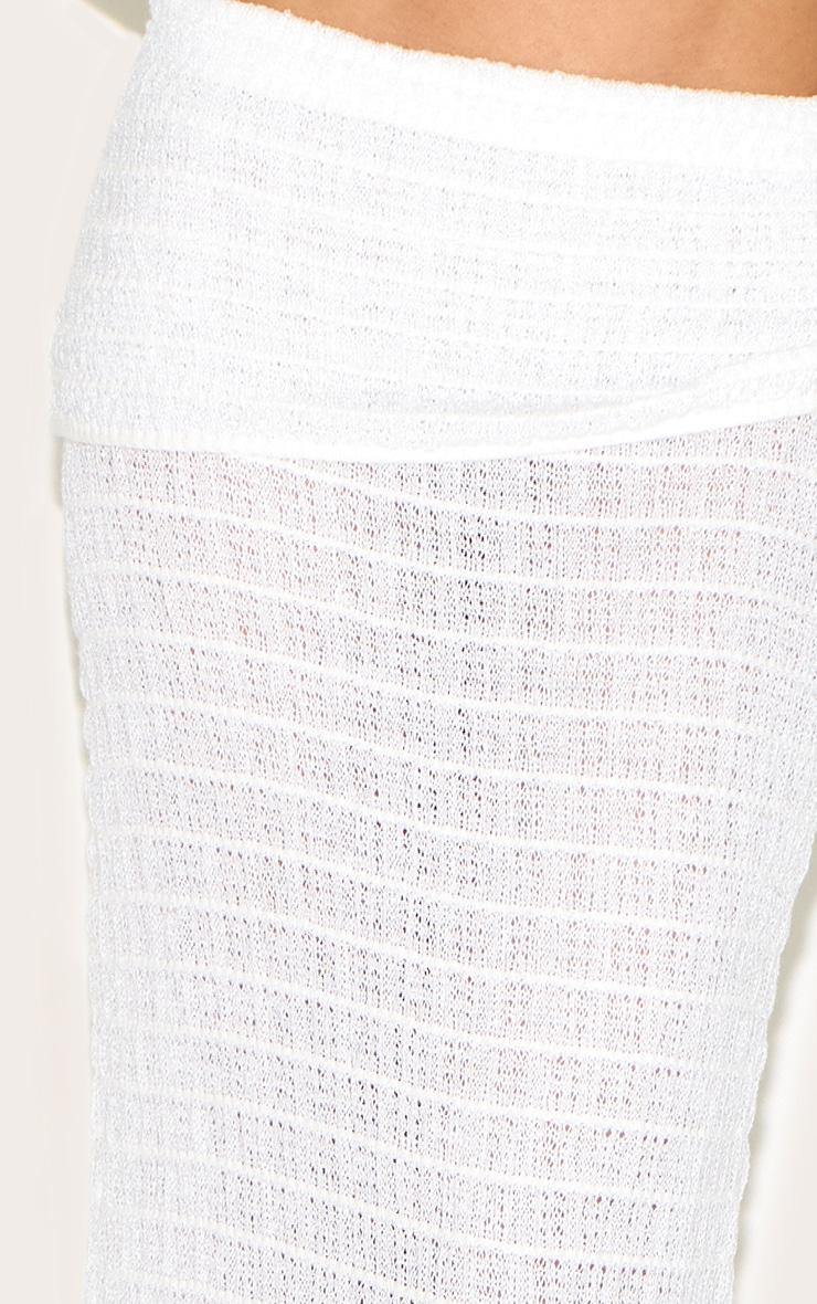 White Fold Over Textured Knit Skirt Product Image