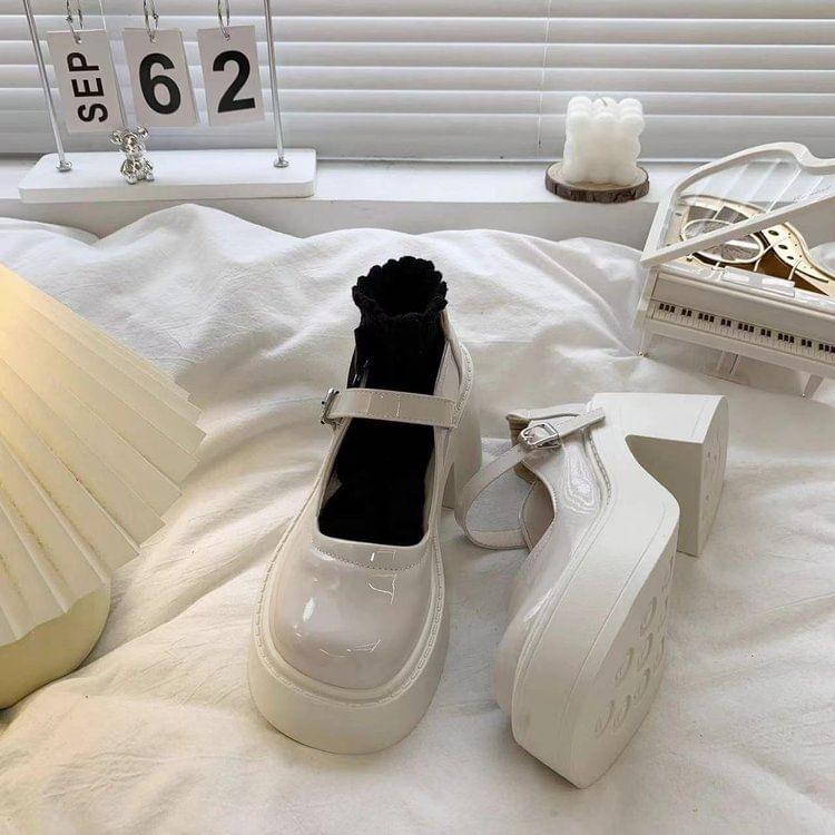 Platform Chunky Heel Mary Jane Pumps Product Image