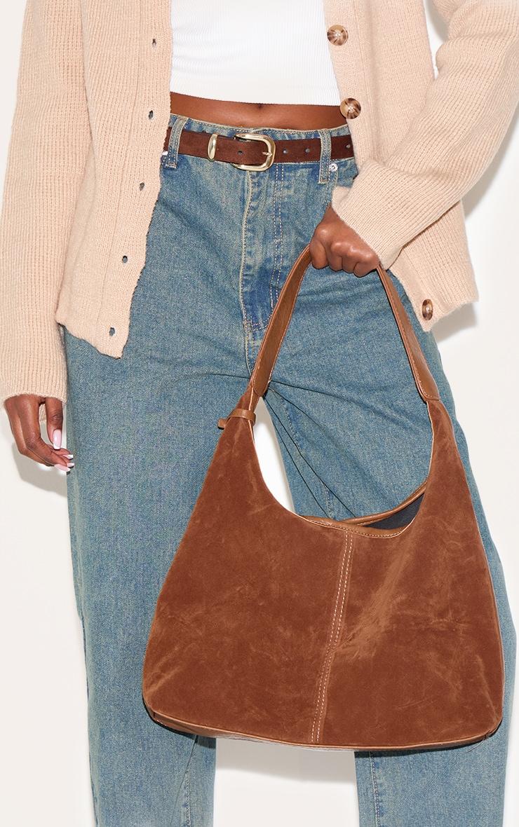 Tan Faux Suede Tote Bag Product Image
