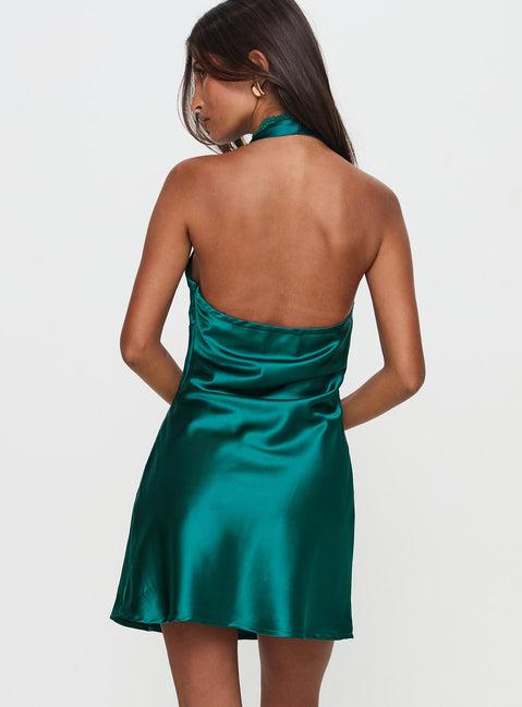 Yessenia Halter Mini Dress Green Product Image