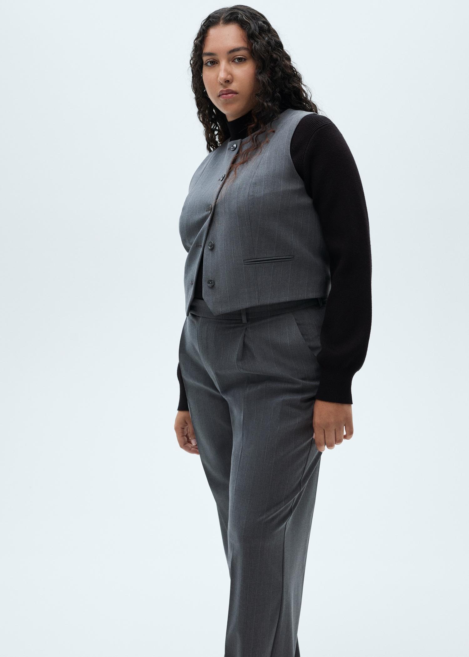 Pinstripe suit trousers - Women | MANGO USA Product Image