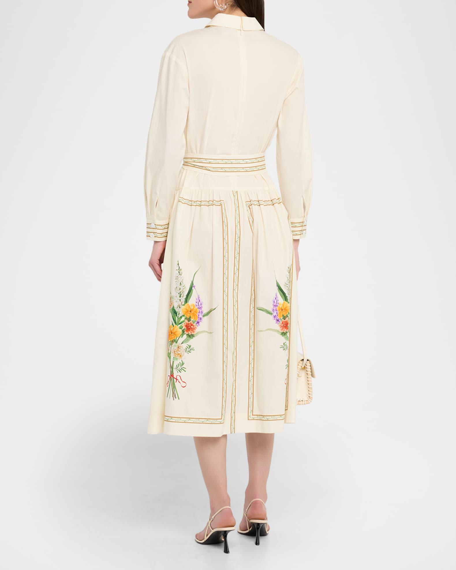 Floral-Print Cotton Midi Shirtdress Product Image