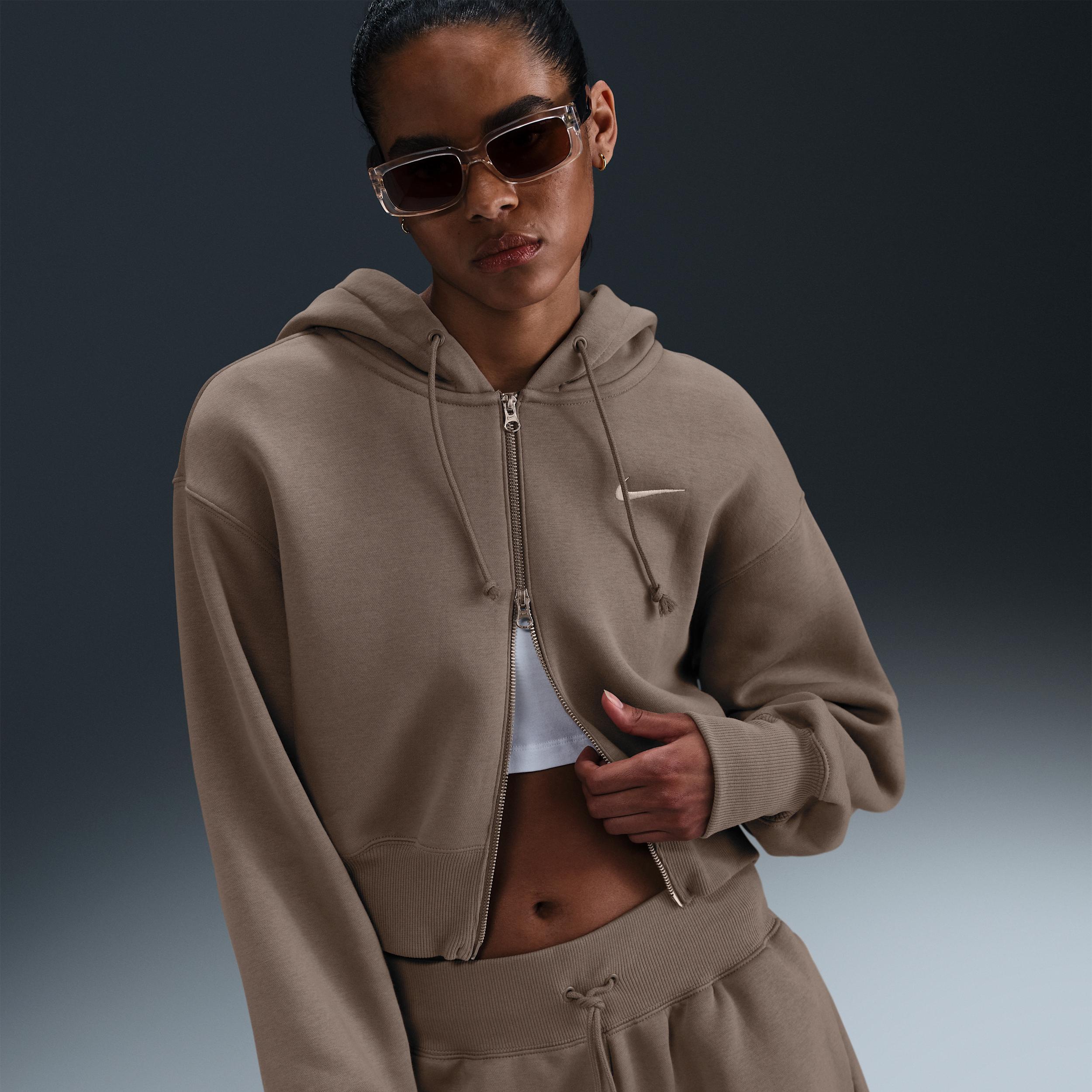 Womens Nike Sportswear Phoenix Fleece Loose Cropped Full-Zip Hoodie | HJ0940-133 Product Image