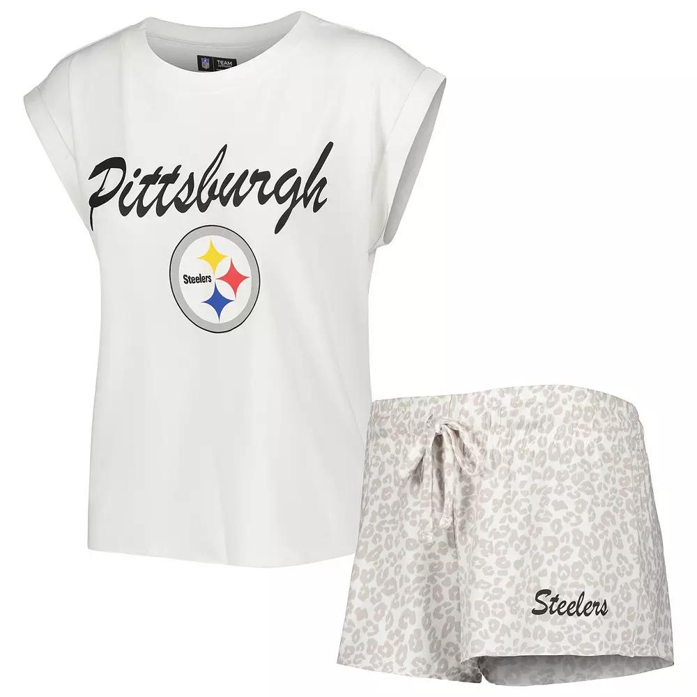 Womens Concepts Sport /Cream Pittsburgh Steelers Montana Knit T-Shirt & Shorts Sleep Set Product Image