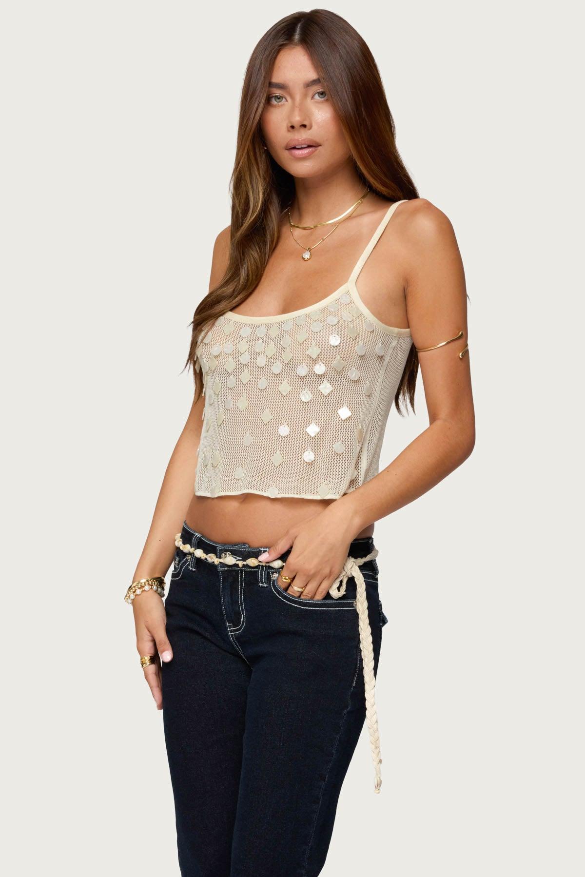 Onya Iridescent Sheer Knit Top Product Image