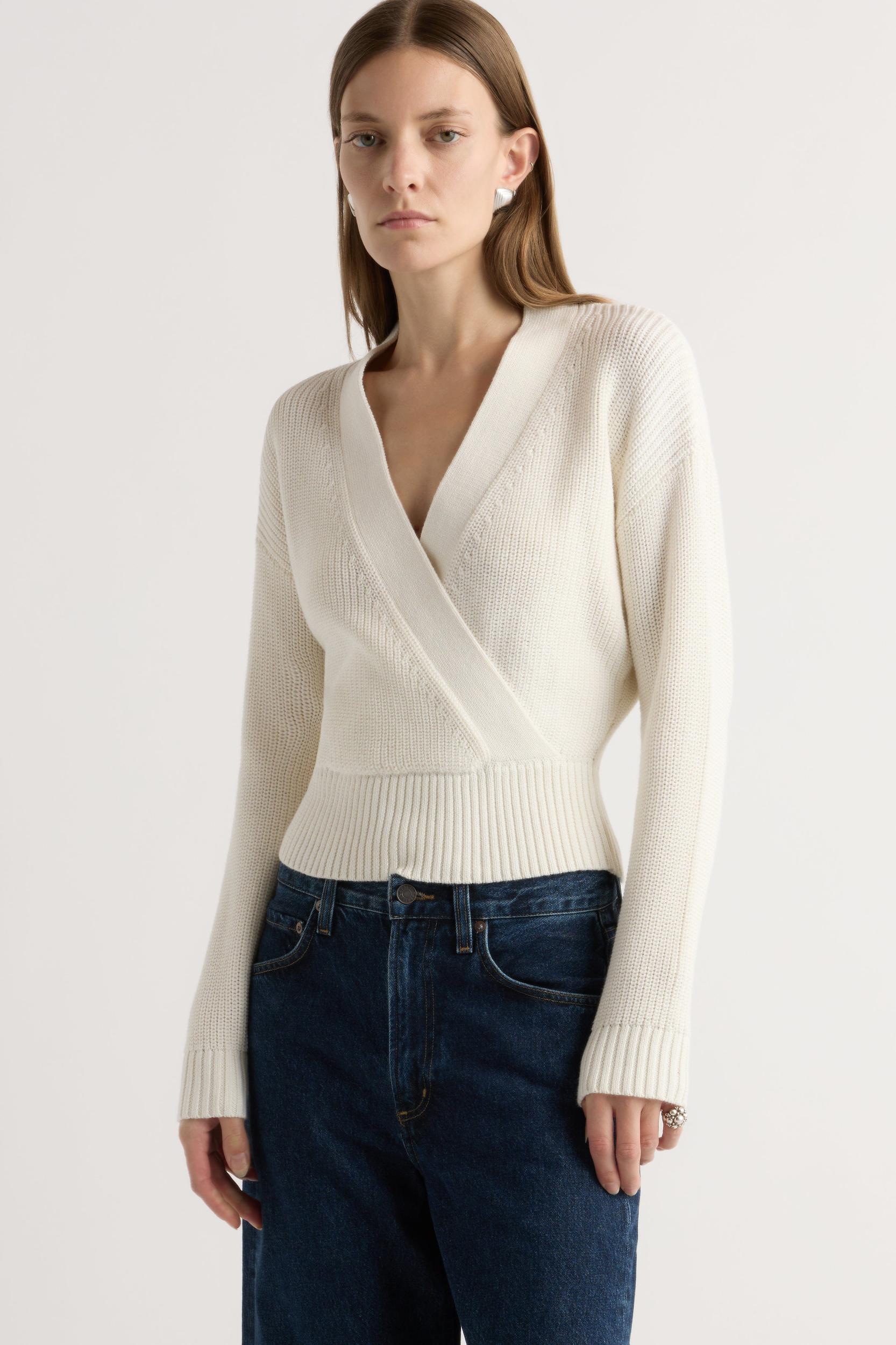 Maren Cropped V-Neck Sweater Product Image
