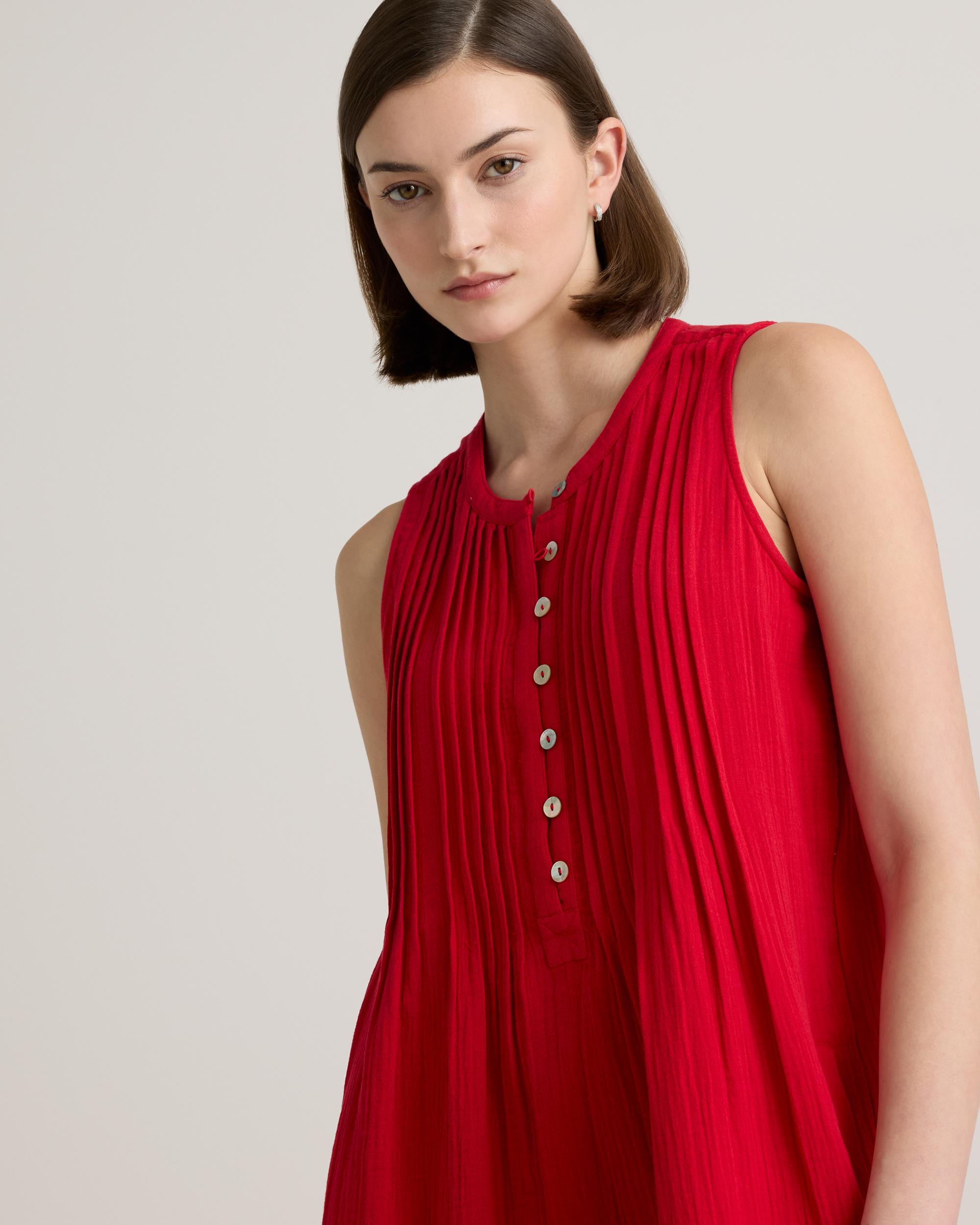 Quince | Women's Gauze Sleeveless Swing Dress Organic Cotton Product Image