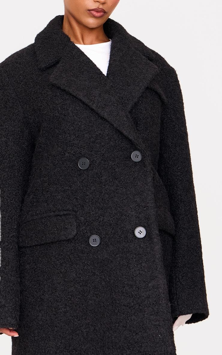 Black Wool Look Double Breasted Structured Maxi Coat Product Image