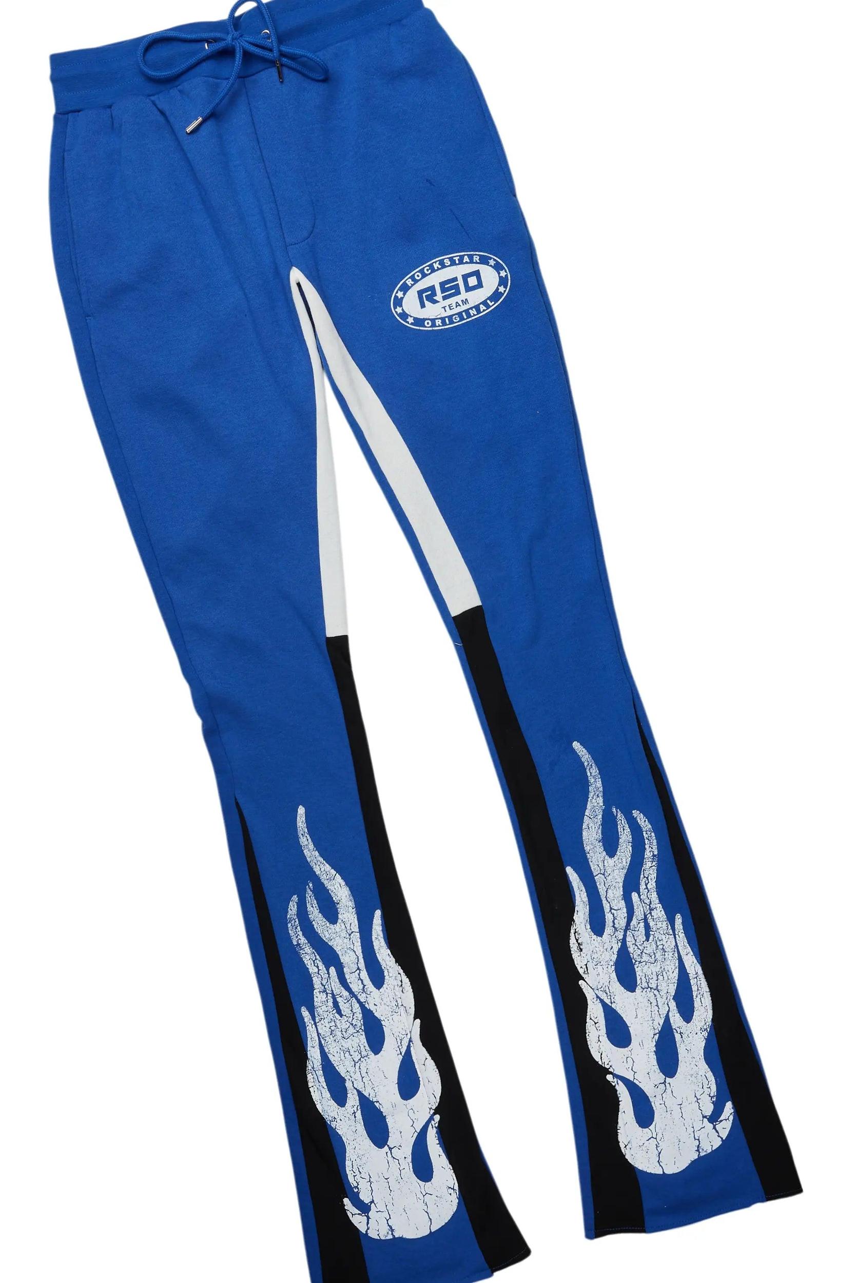 Amos Royal Blue Stacked Flare Hoodie Track Set Male Product Image