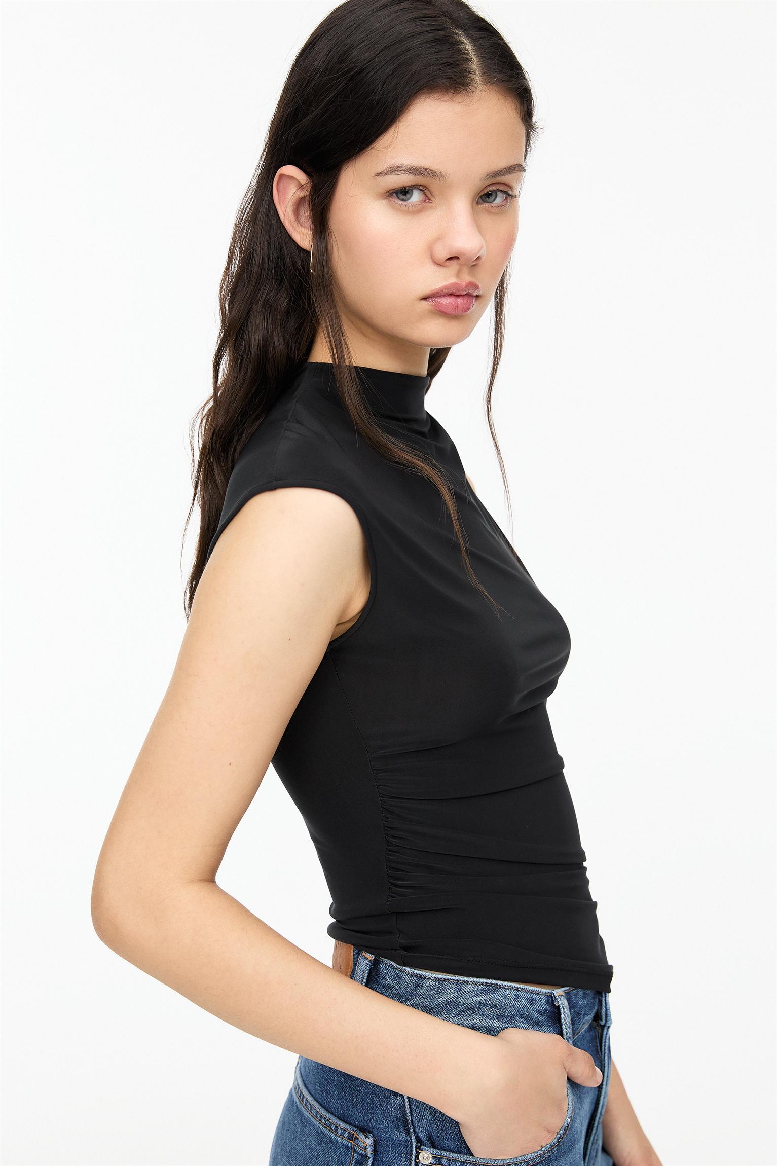 Asymmetric gathered T-shirt Product Image