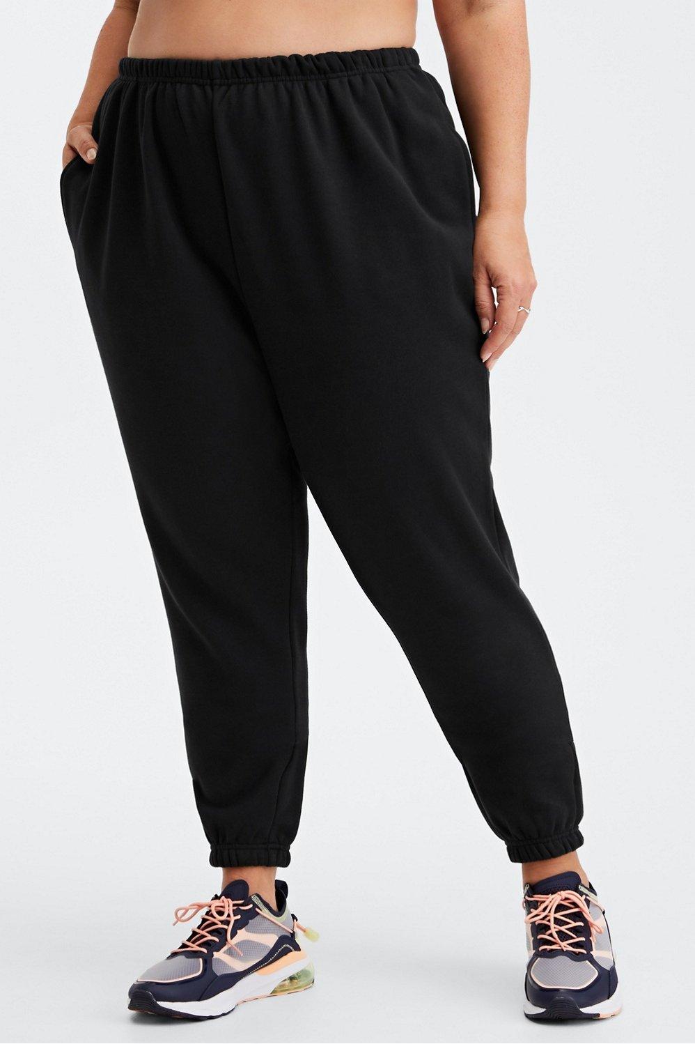 Fabletics Go-To High-Waisted Slim Sweatpant Womens black Size XL Product Image