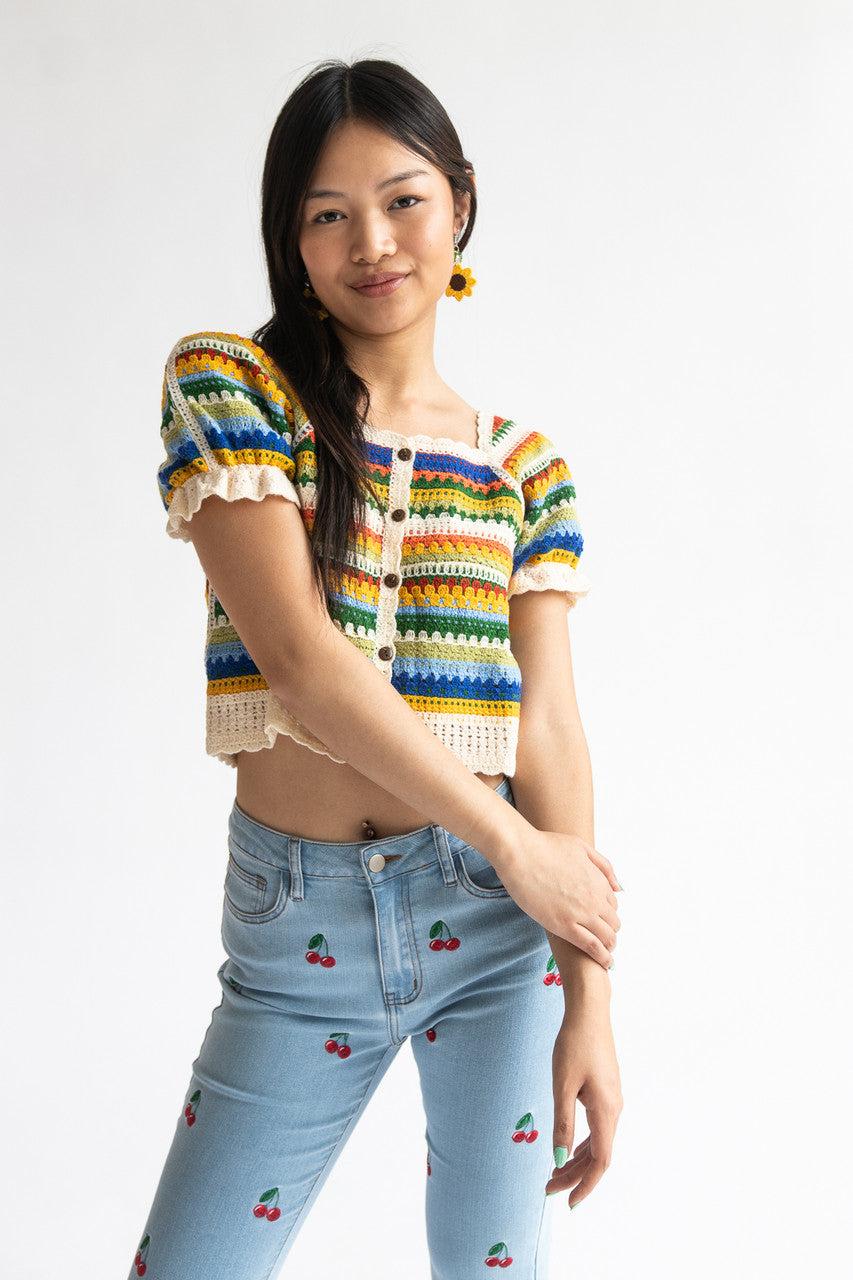 Stripe Crochet Cardigan Product Image