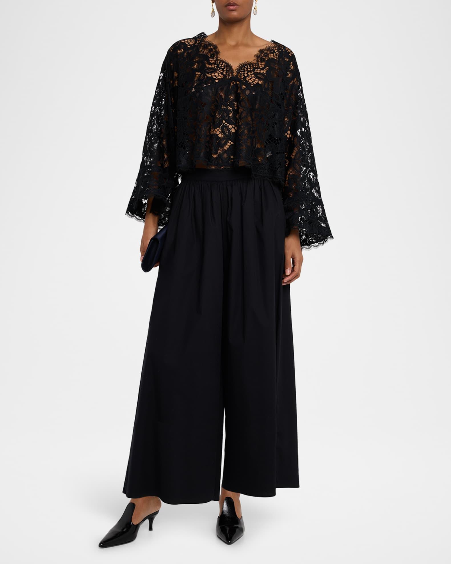 Lacy Dream Cropped Flare-Sleeve Blouse Product Image