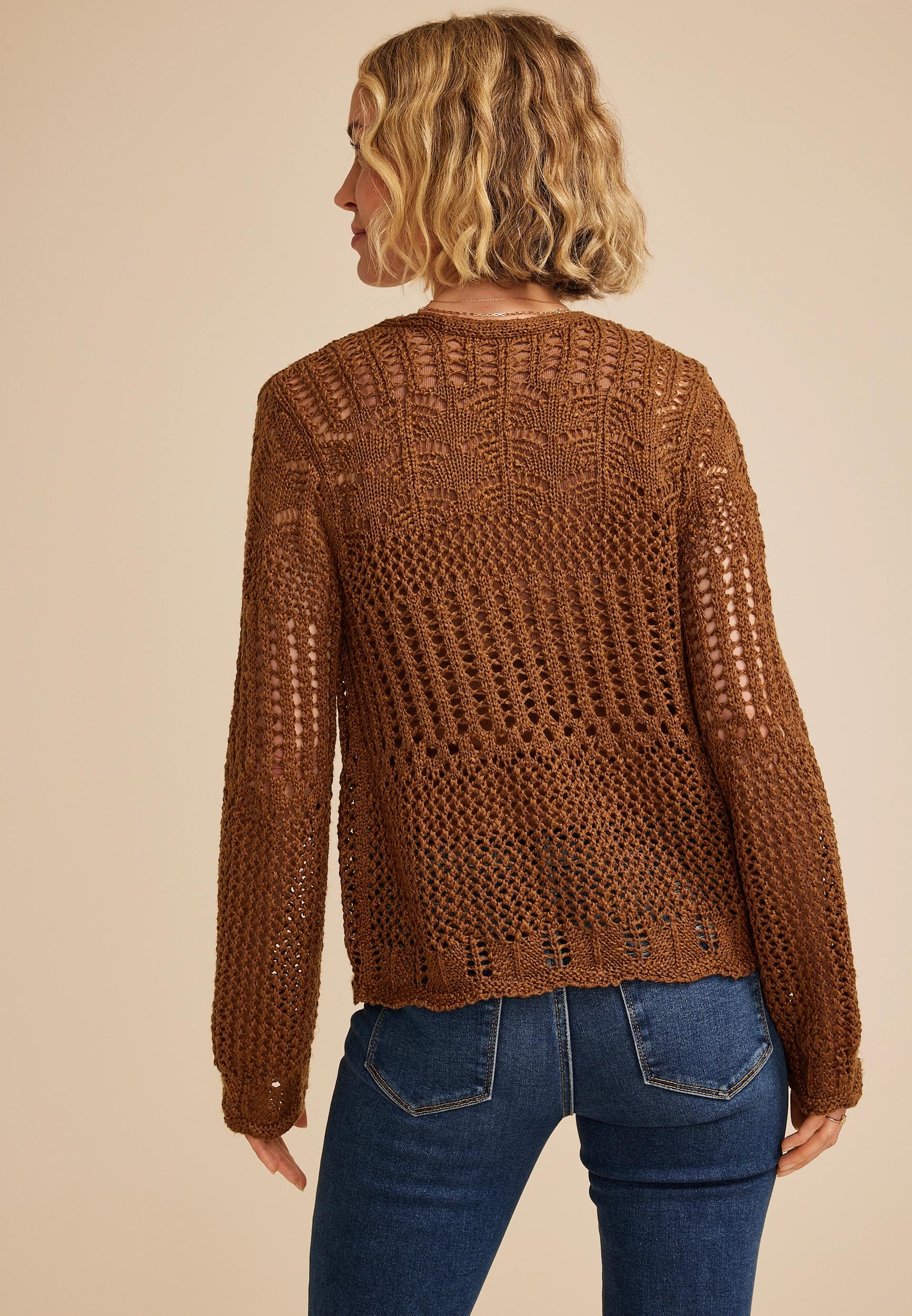 Open Stitch Front Tie Cardigan Product Image