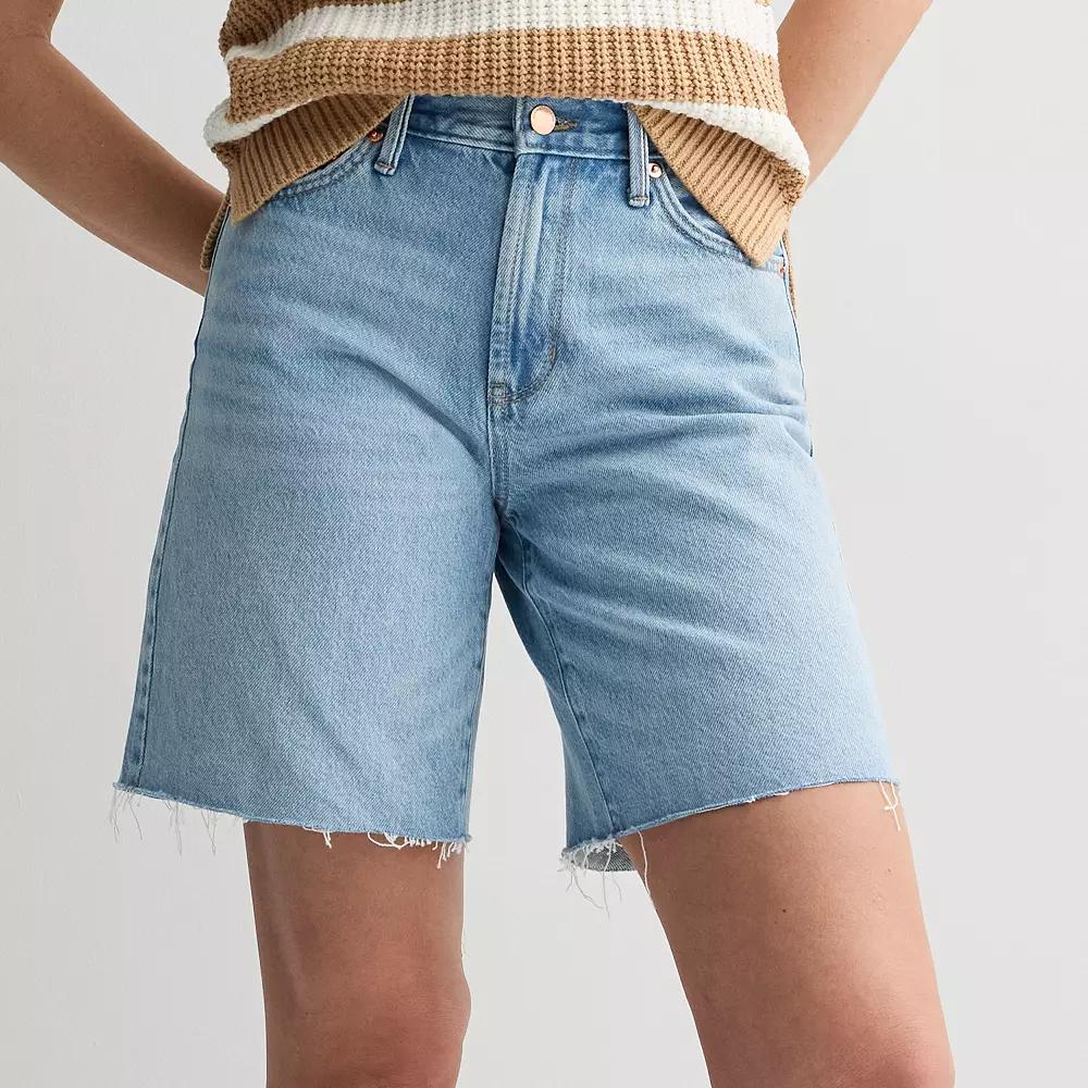 Women's Sonoma Goods For Life® Relaxed Bermuda Jean Shorts, Size: 4, Medium Light Blue Product Image