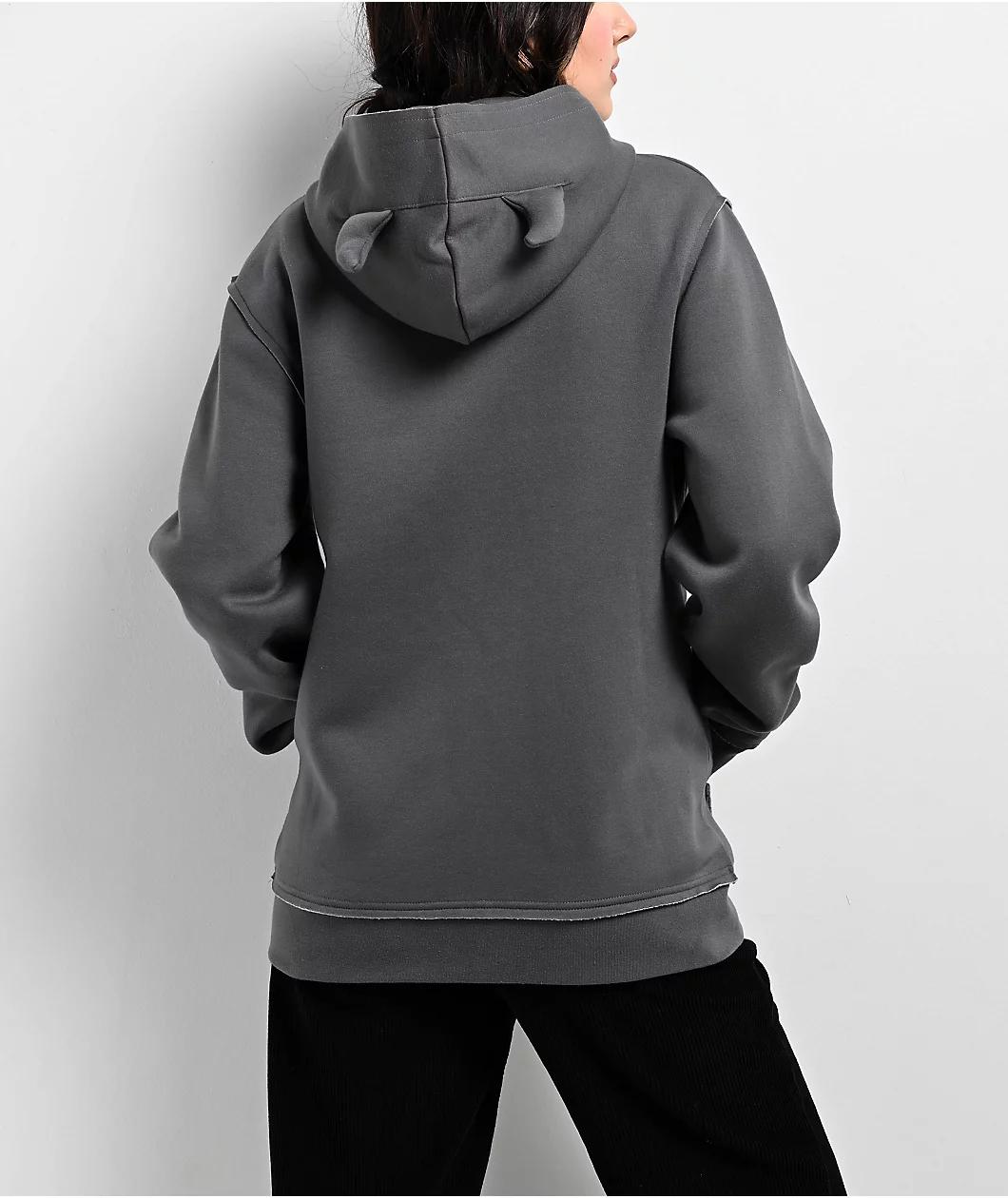 Broken Promises Shocked Horn Grey Zip Hoodie Product Image