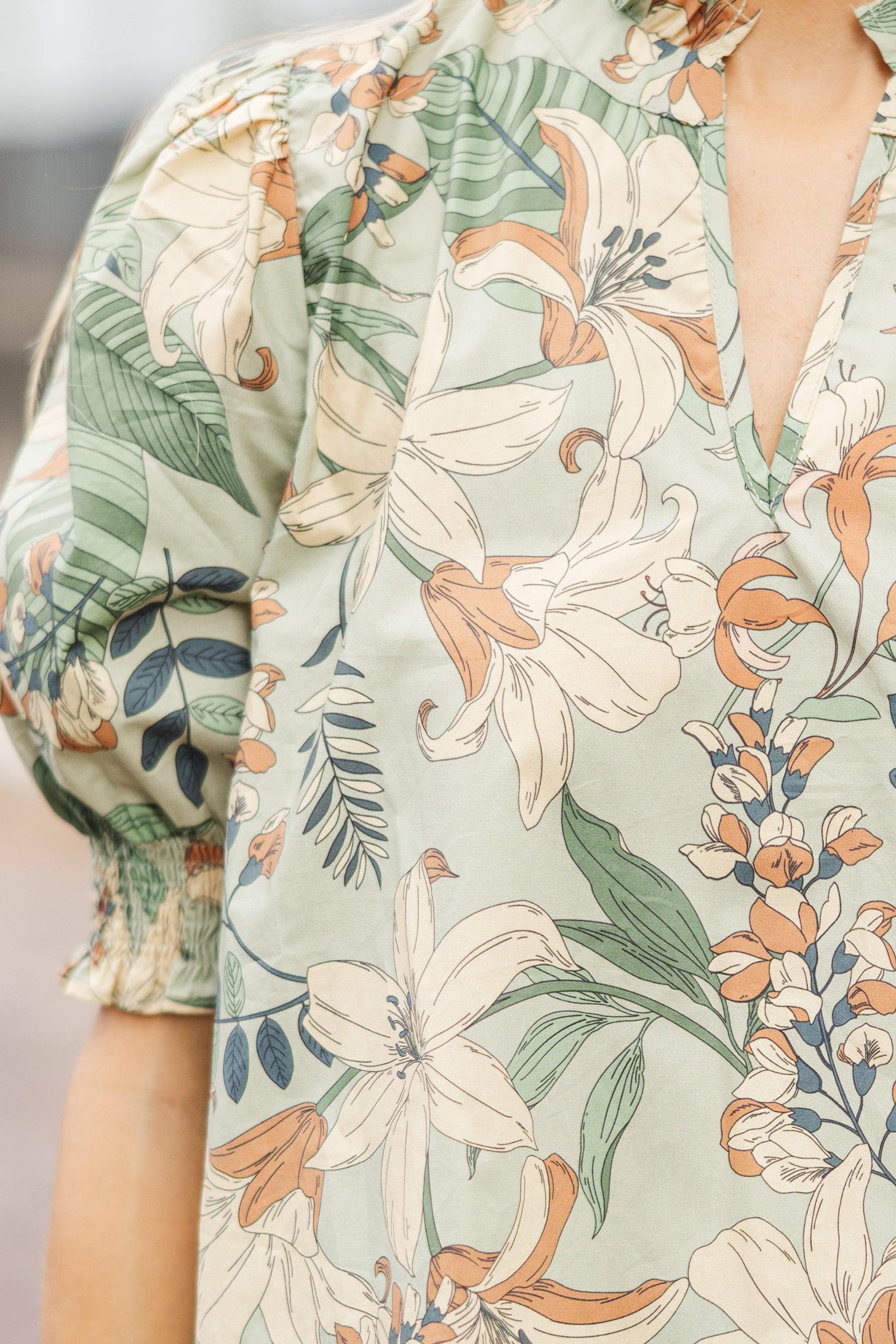 Life's A Dance Sage Green Paisley Top Female Product Image