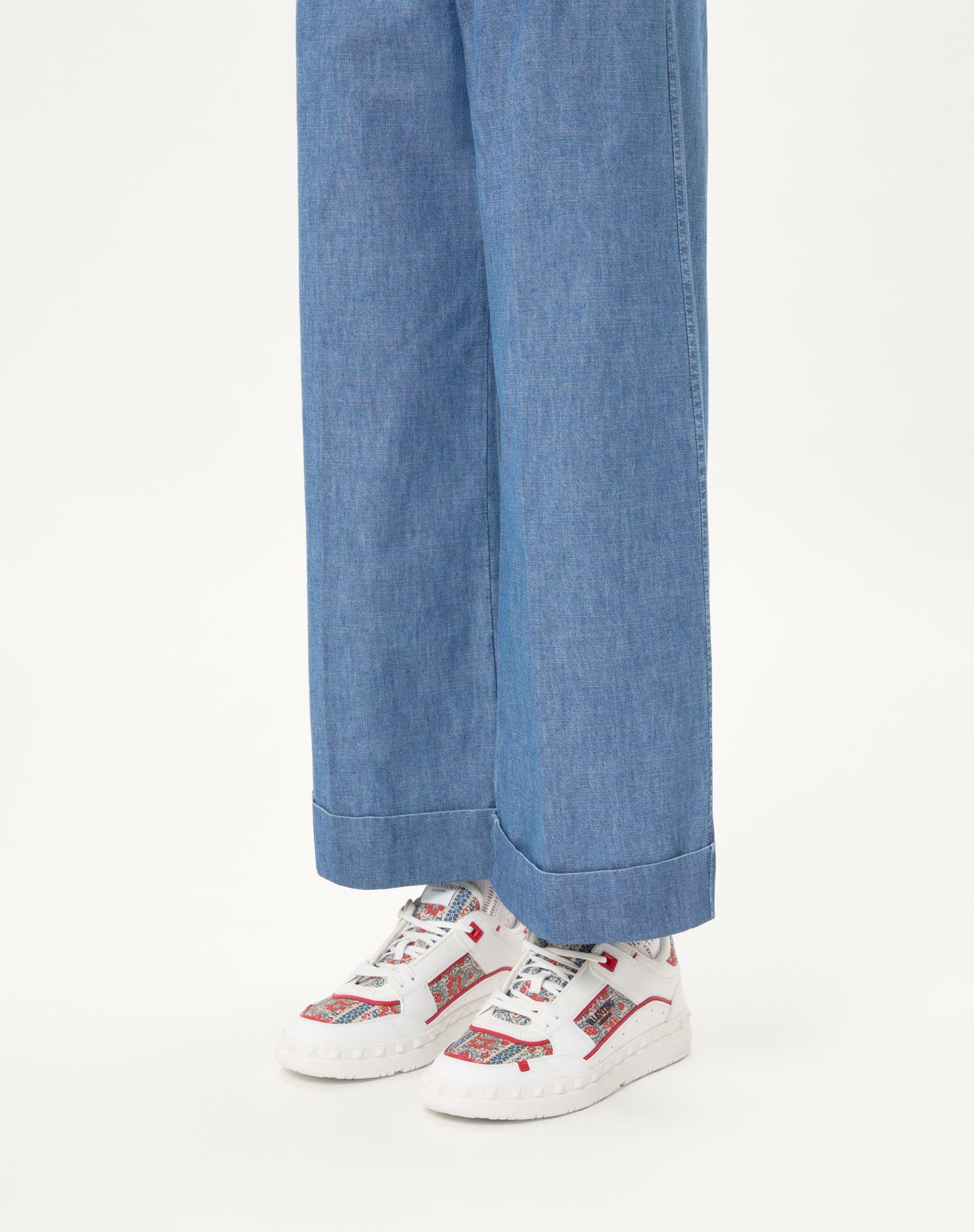 Freedots Low-Top Sneaker In Calfskin And Voyage Imaginaire Fabric Product Image